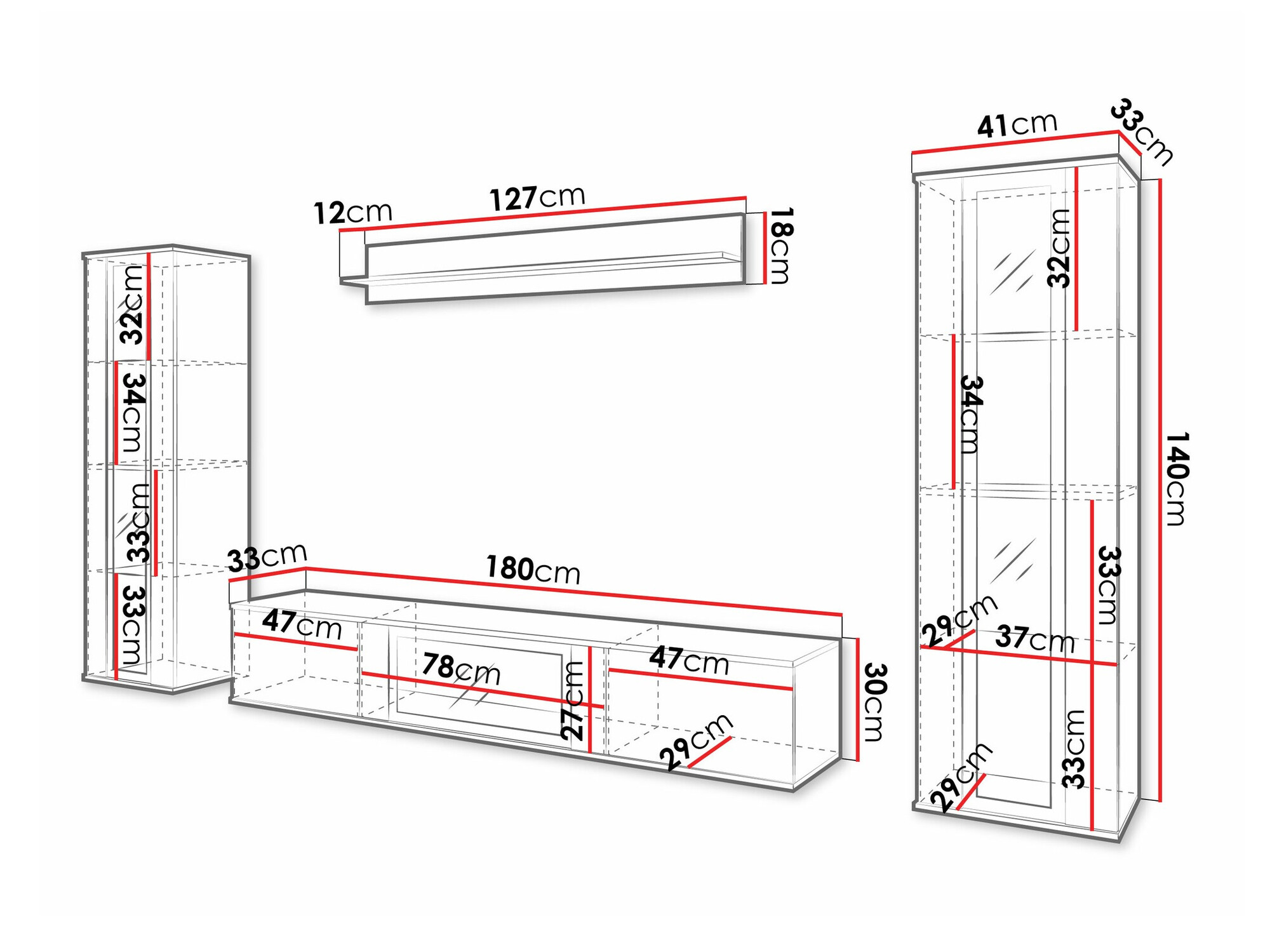 Woonkamerset Torcame 103 (Wotan eik + Glanzend wit)