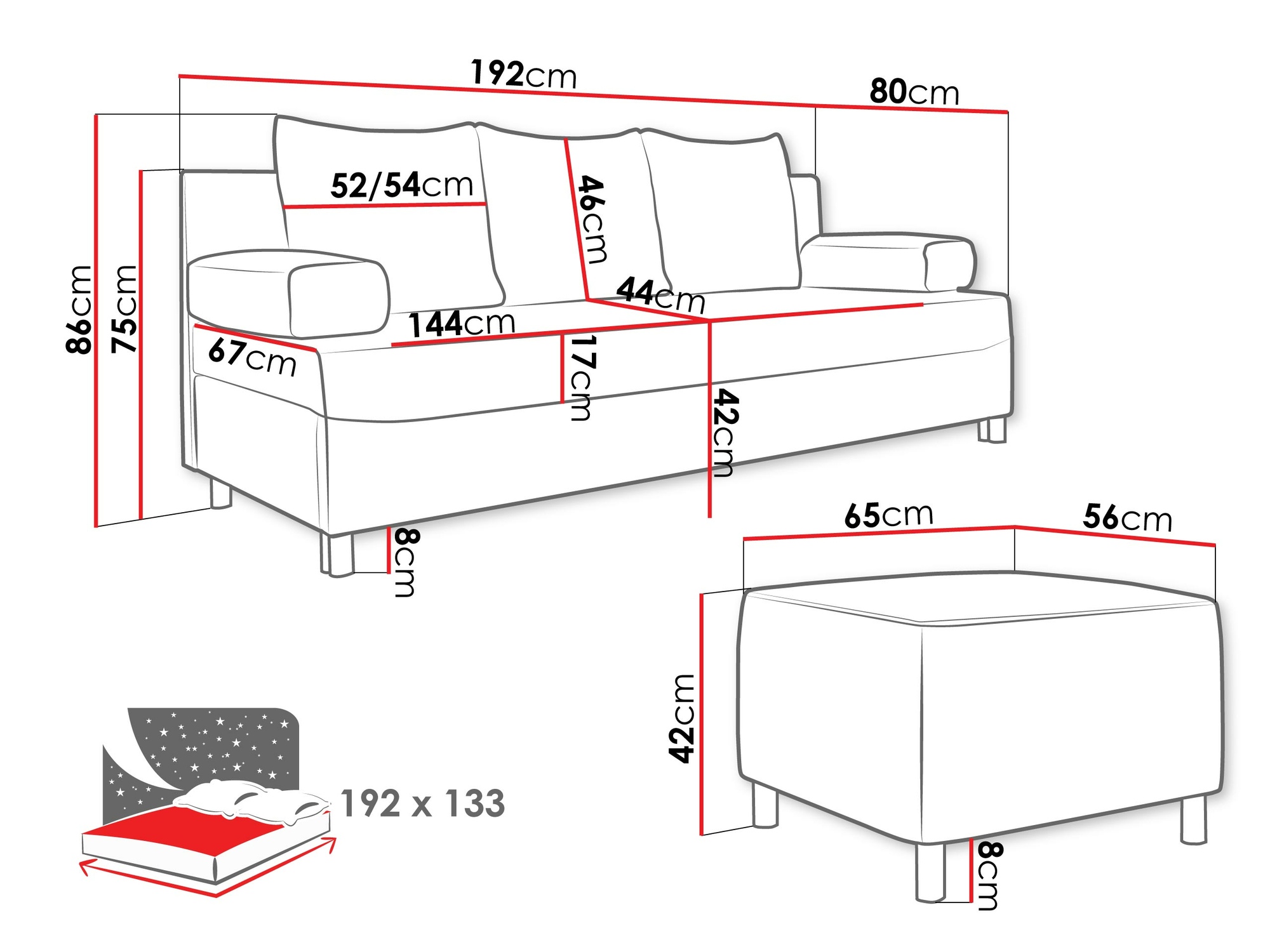 Gestoffeerde meubelset Comfivo 108 (Uttario Velvet 2954)