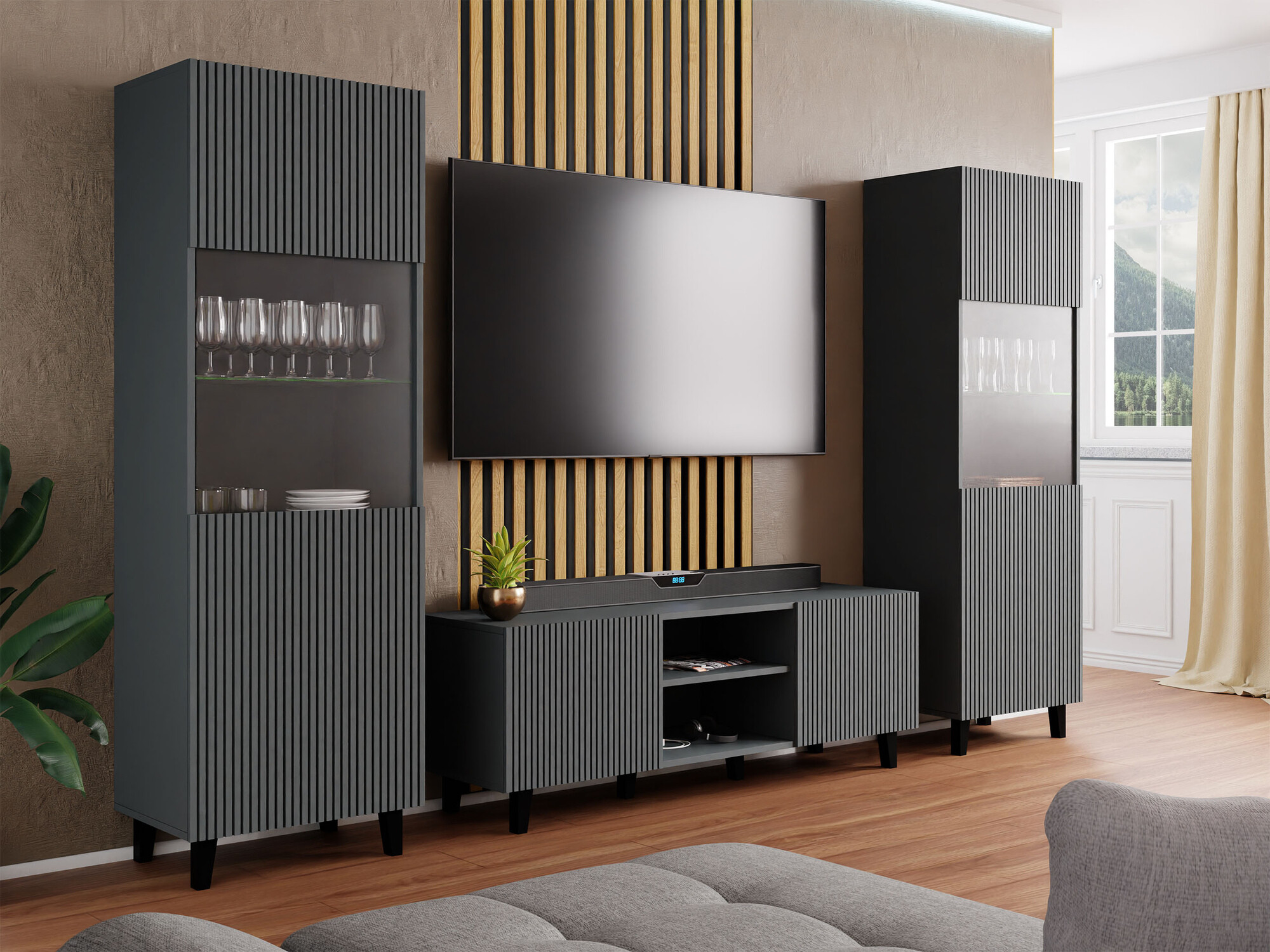 Woonkamerset Remeta 110 (Antraciet)