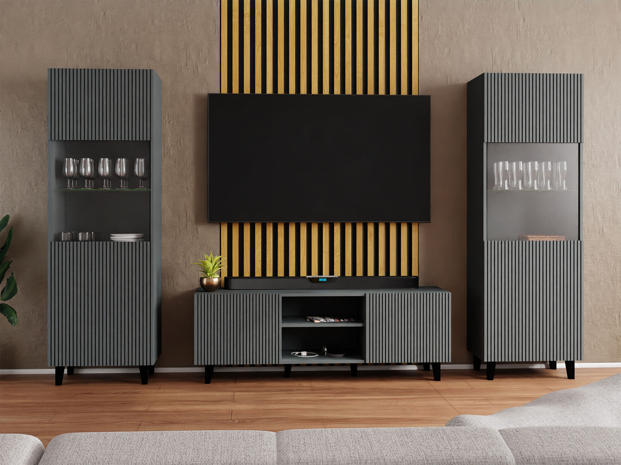 Woonkamerset Remeta 110 (Antraciet)