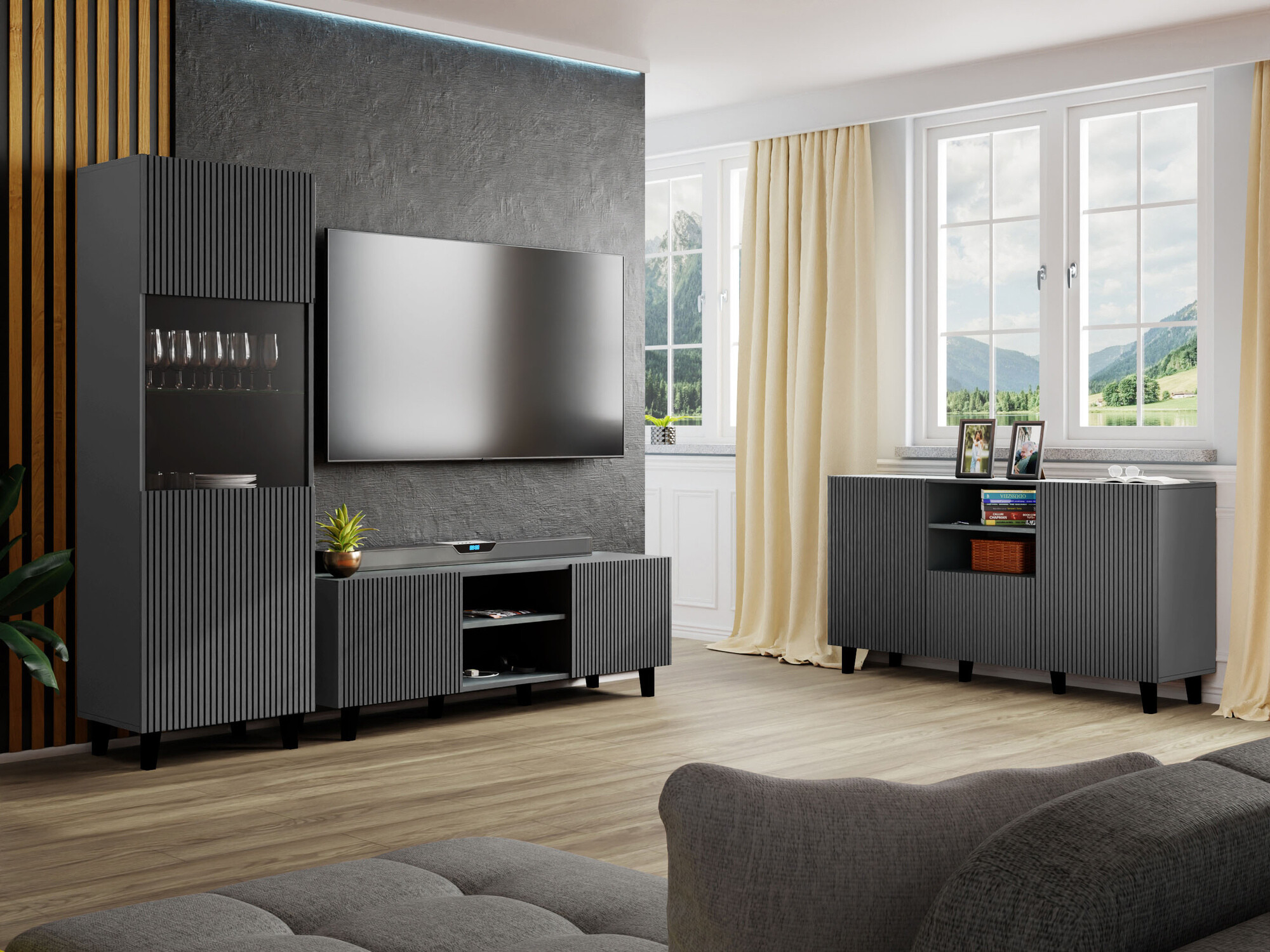 Woonkamerset Remeta 111 (Antraciet)