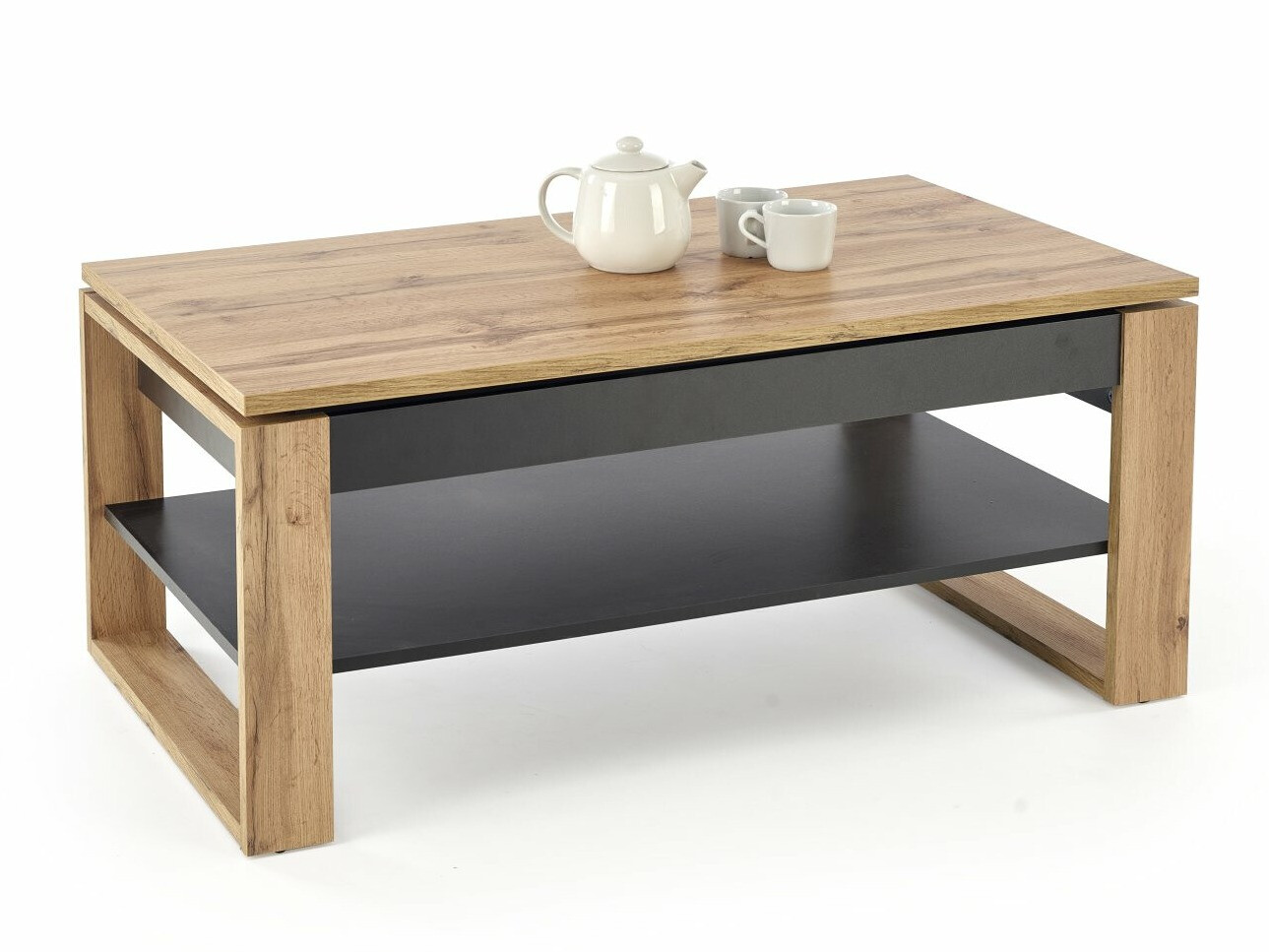 Transformeerbare salontafel Houston 1959 (Artisan eiken + Zwart)