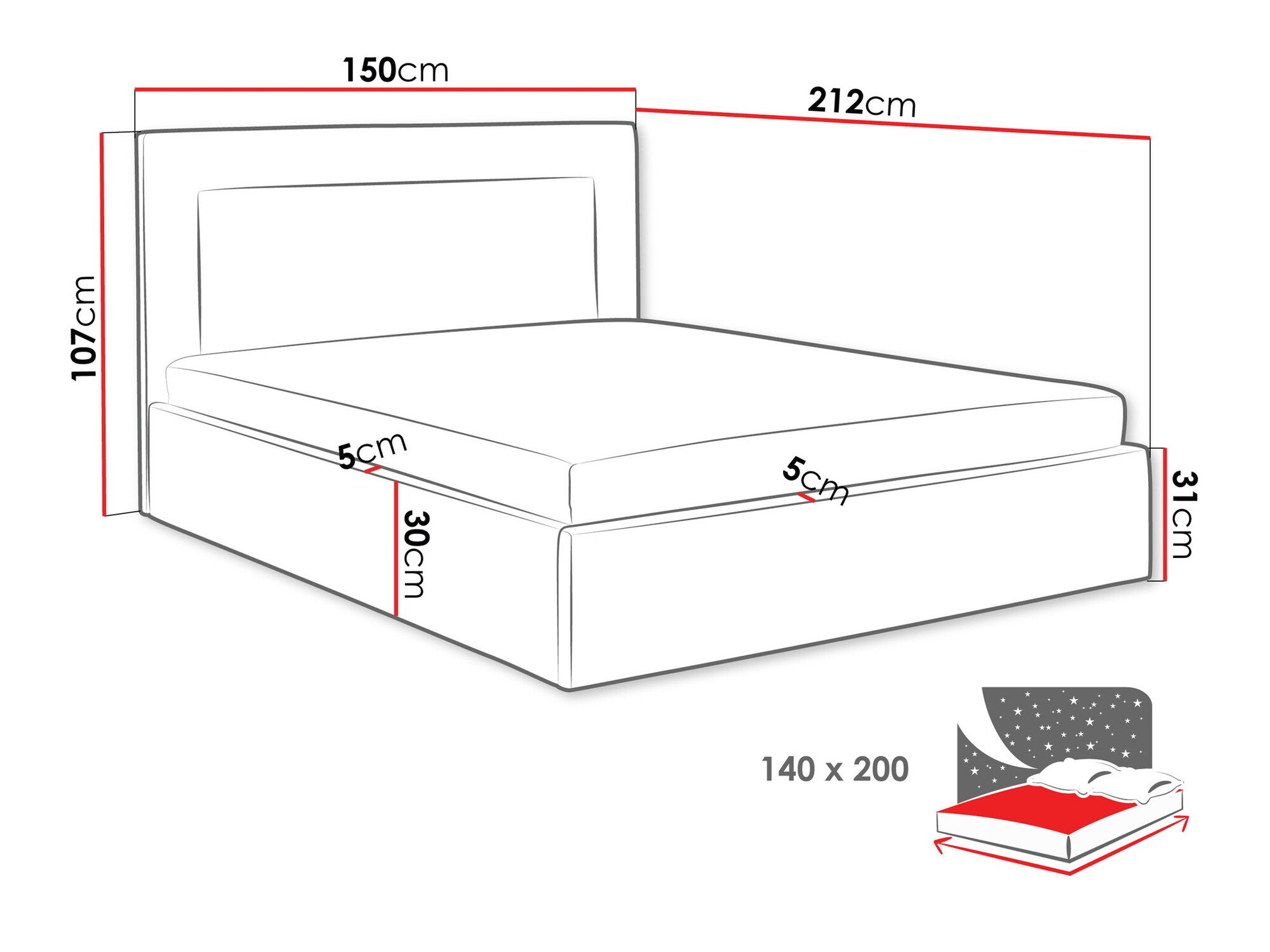 Bed Baltimore 198 (Coral 50)