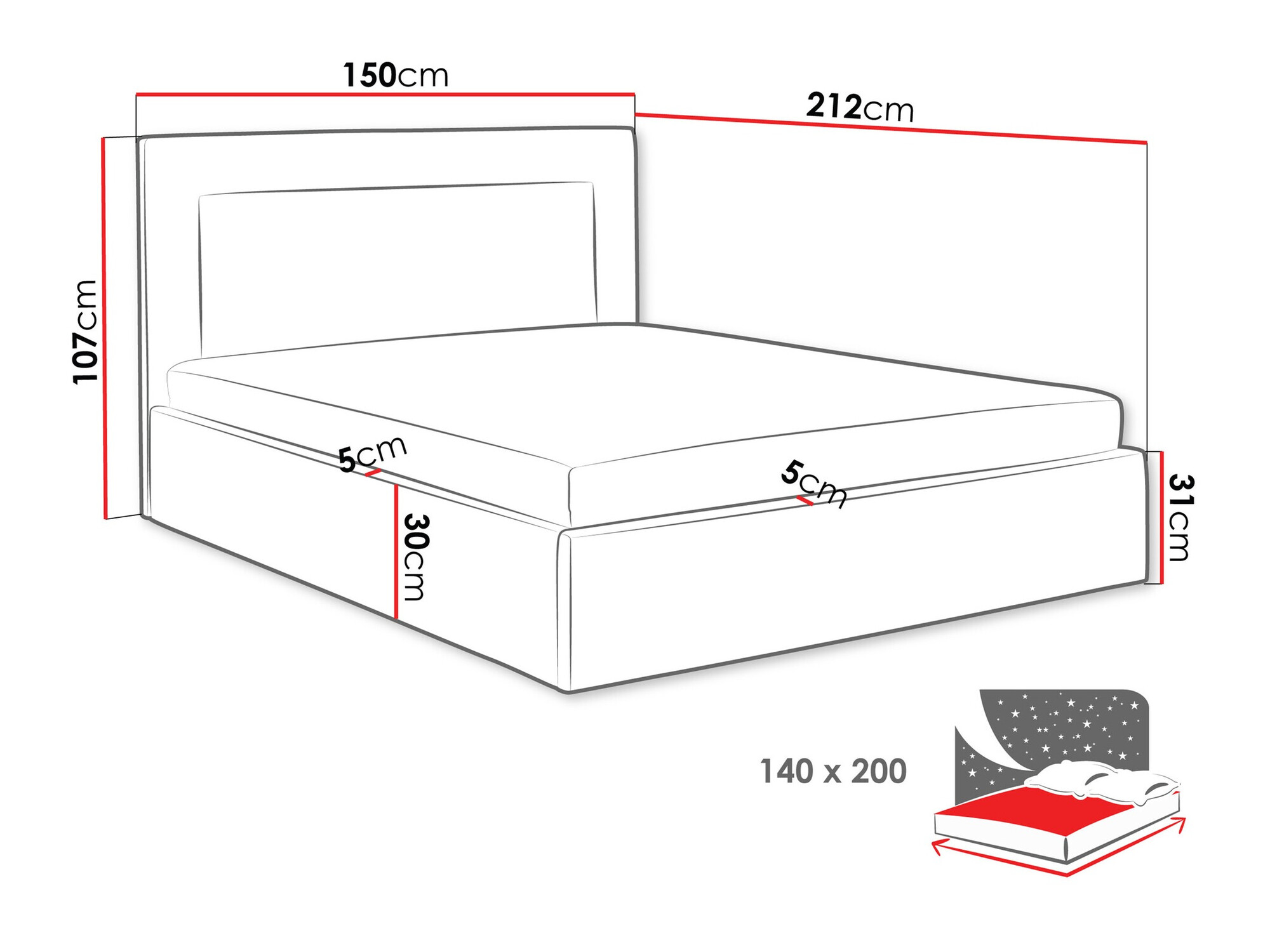 Bed Baltimore 198 (Coral 80)