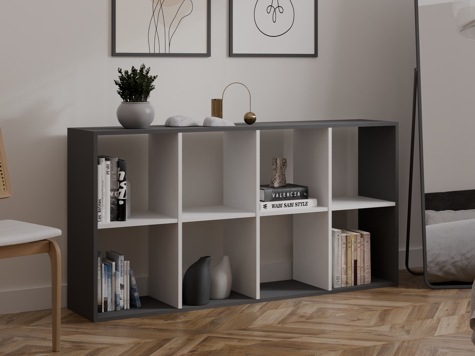 Boekenkast Mandeville 288 (Wit + Antraciet)