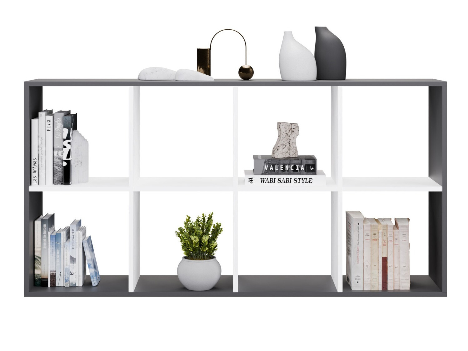 Boekenkast Mandeville 288 (Wit + Antraciet)