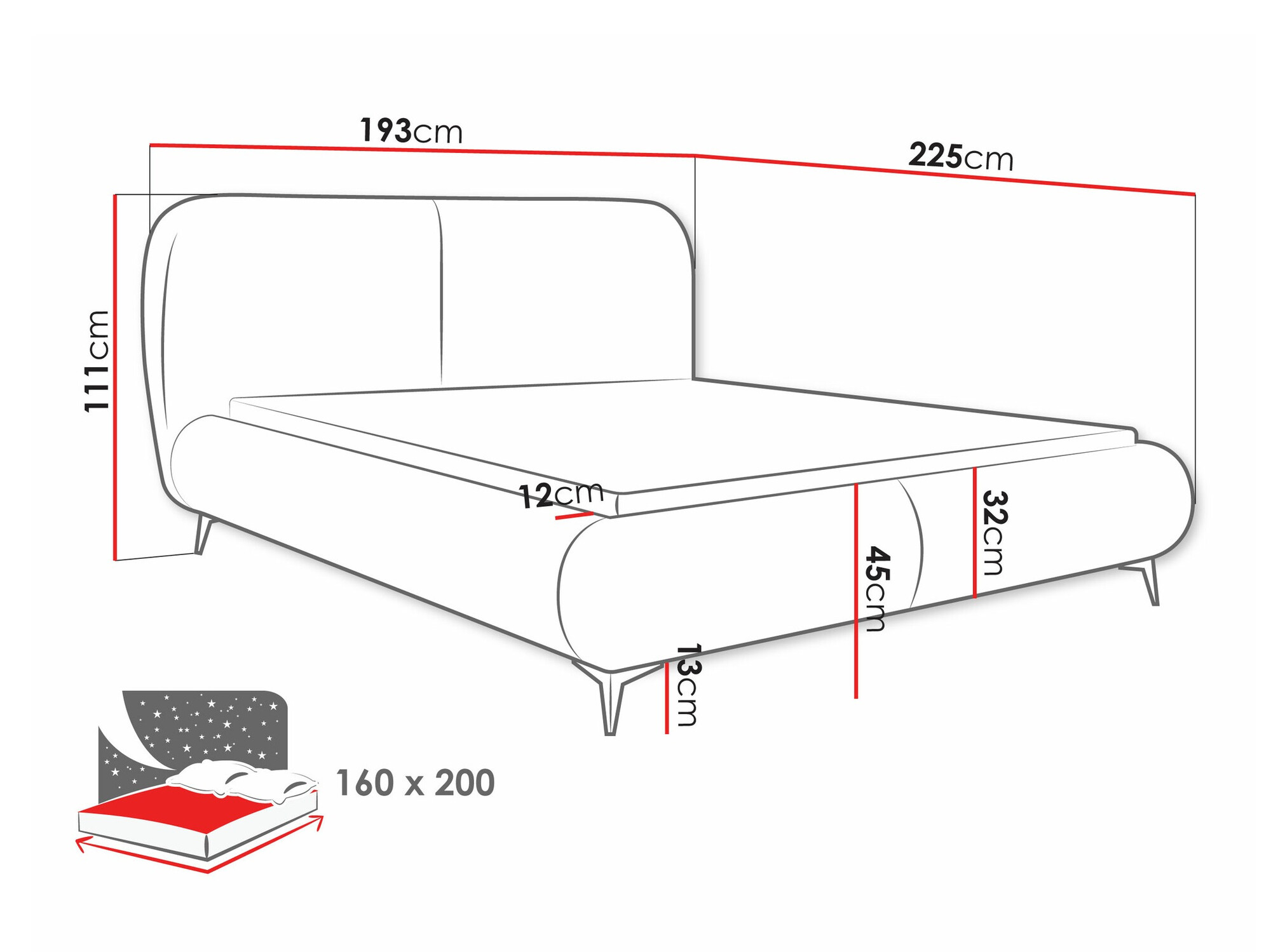Bed Clovis 119 (Coral 45)