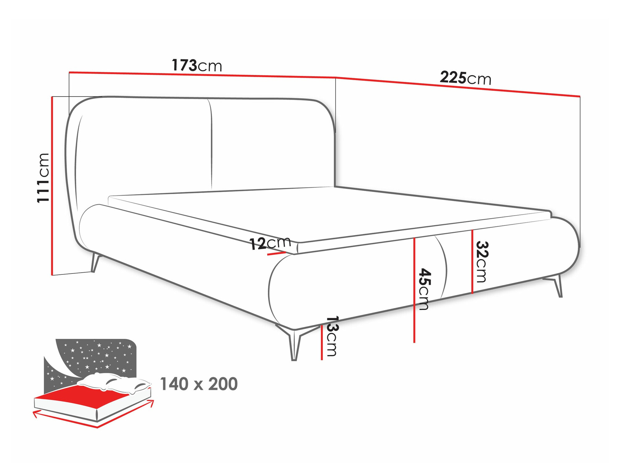 Bed Clovis 119 (Coral 50)