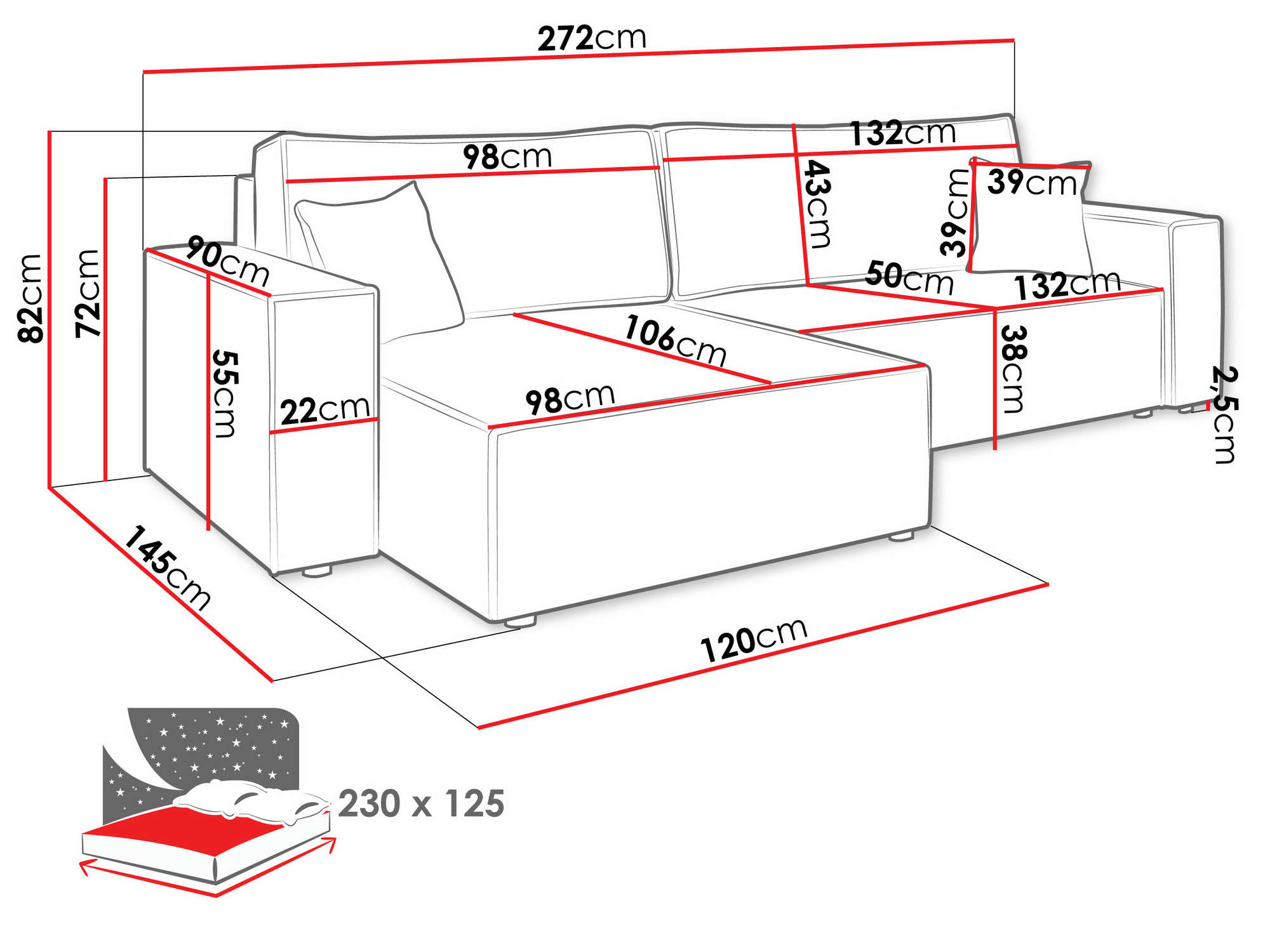 Hoekbank Shelton 107 (Lima 27)