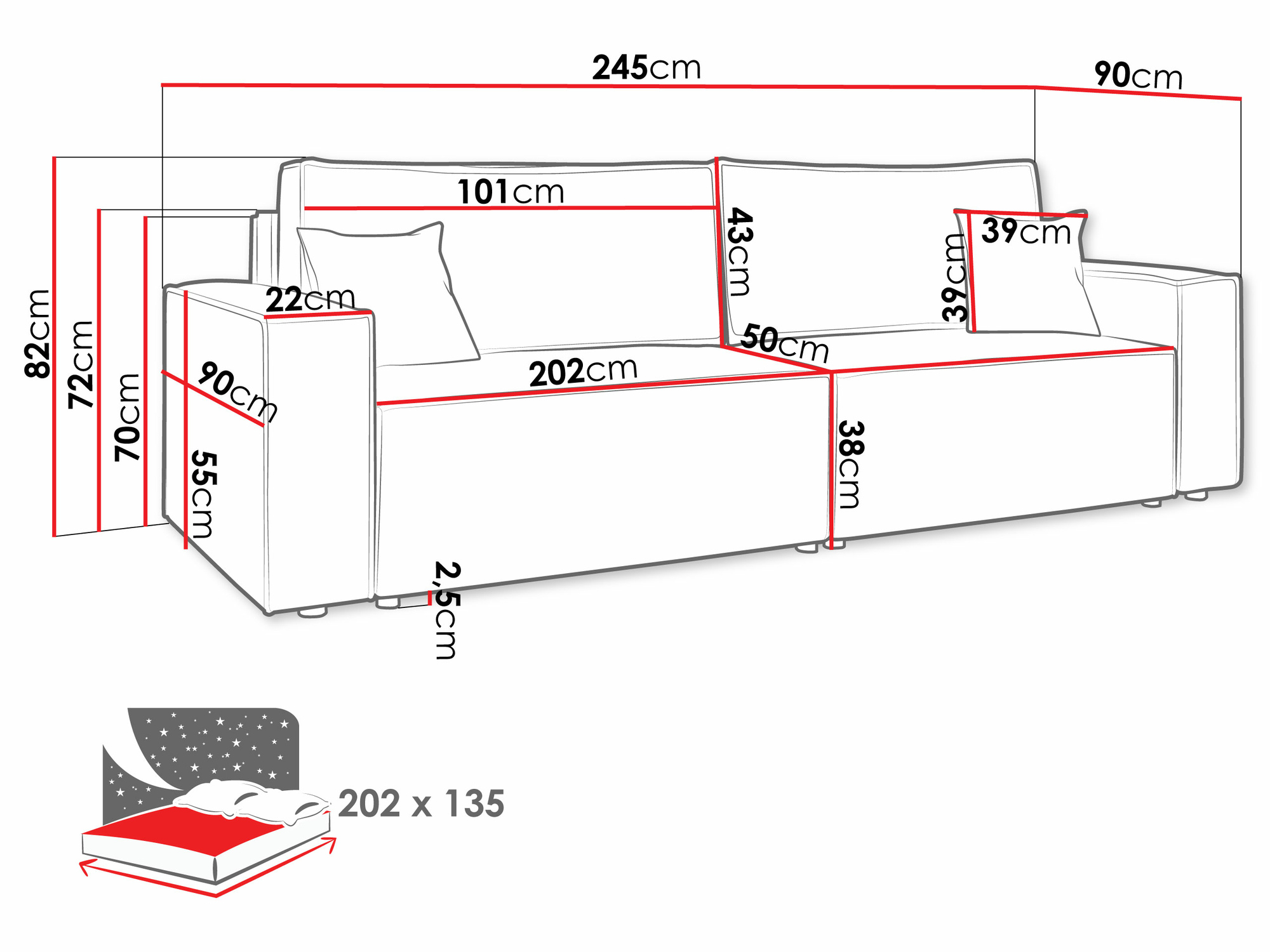 Slaapbank Shelton 105 (Lima 84)