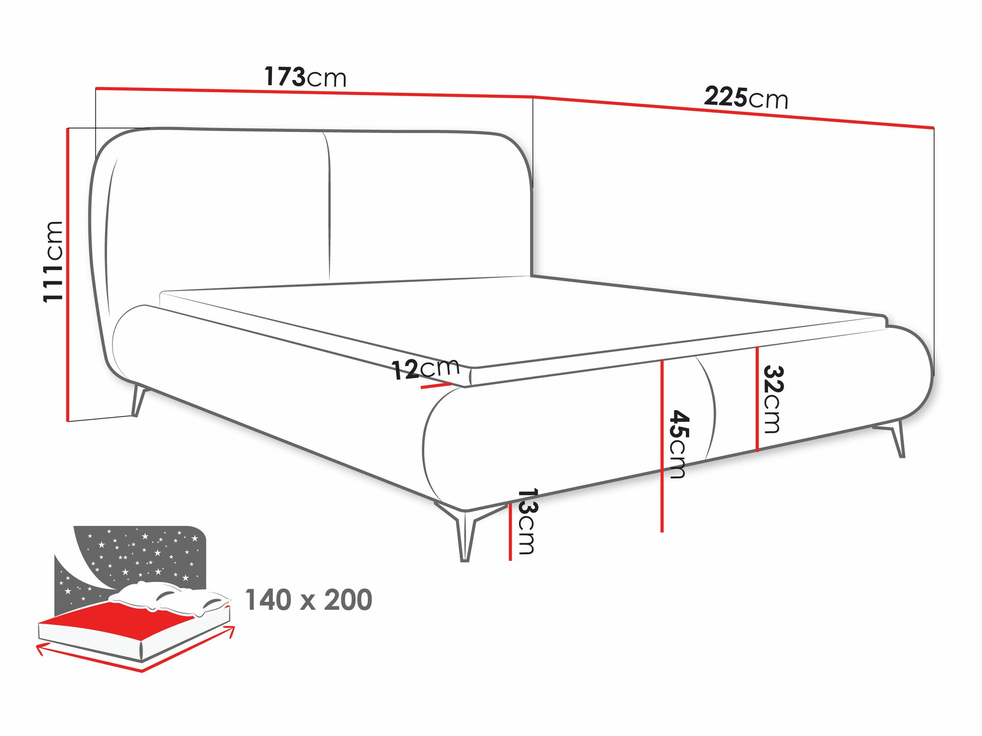 Bed Clovis 119 (Coral 65)