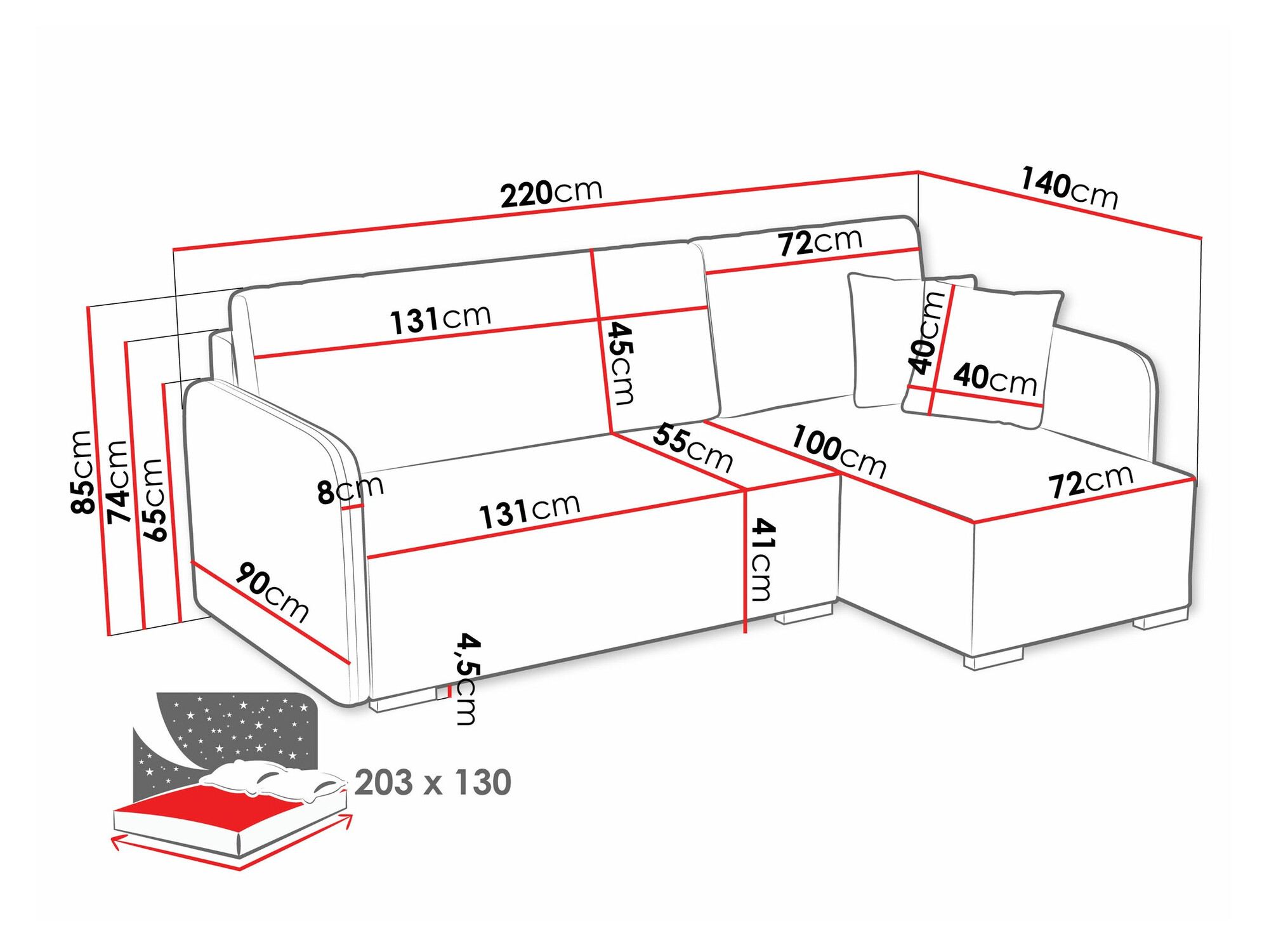 Hoekbank Columbus 245 (Velo 626)