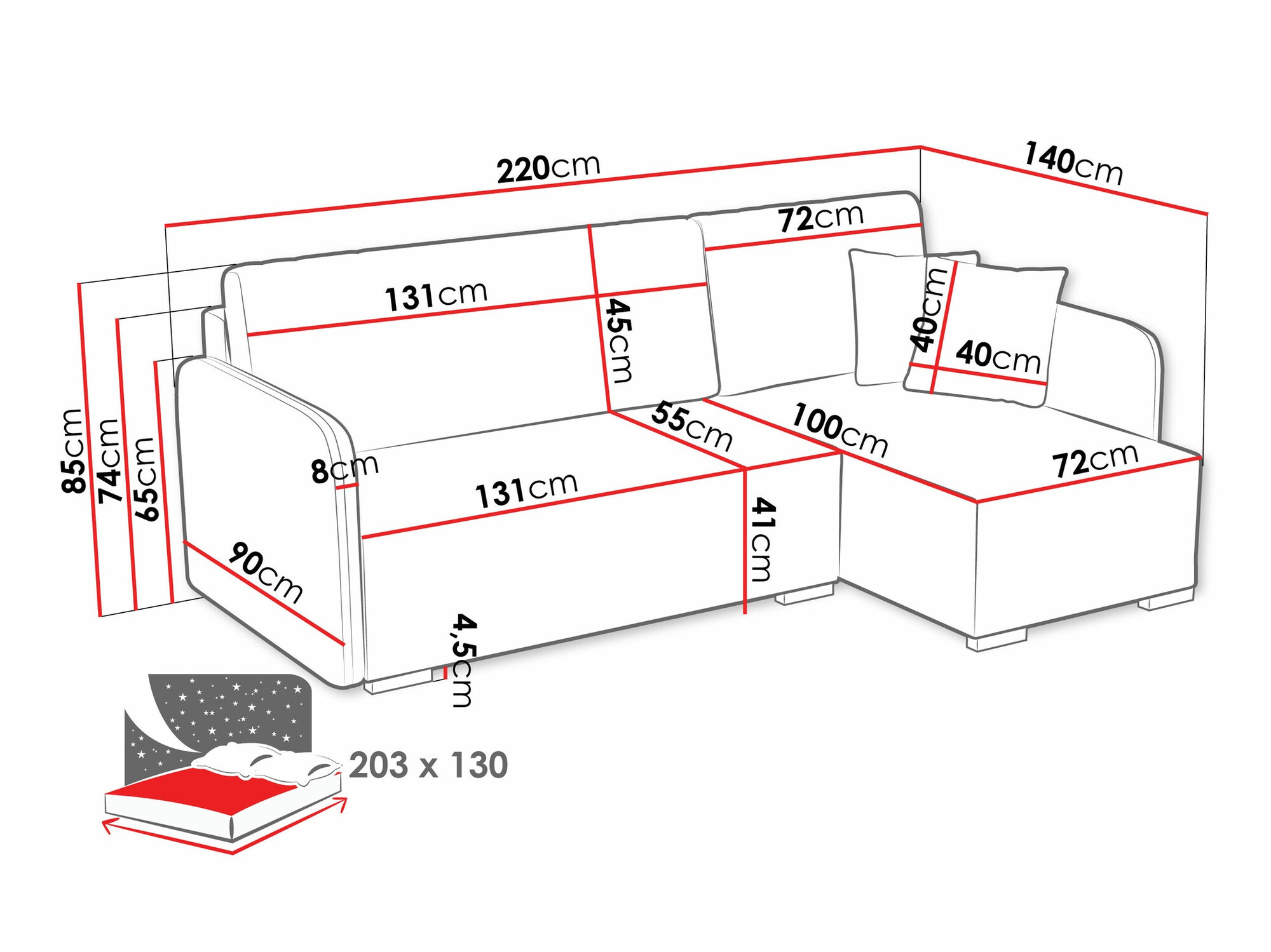 Hoekbank Columbus 245 (Velo 635)