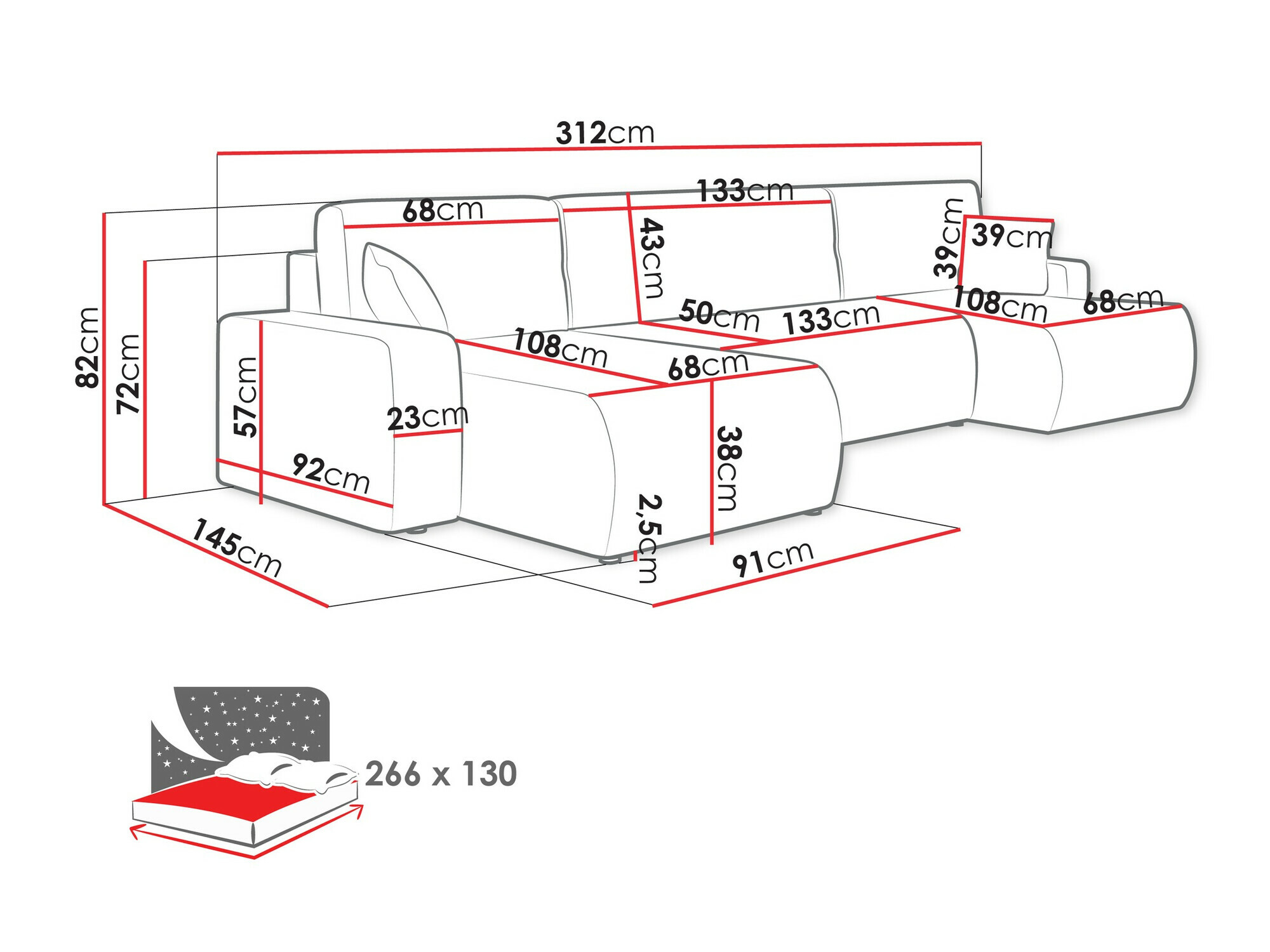 Hoekbank Shelton 103 (Poso 100)