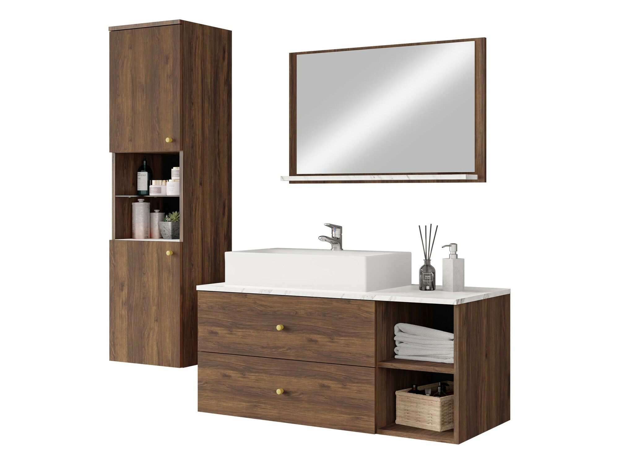 Badkamerset Ophruvi 101 (Notenhout)