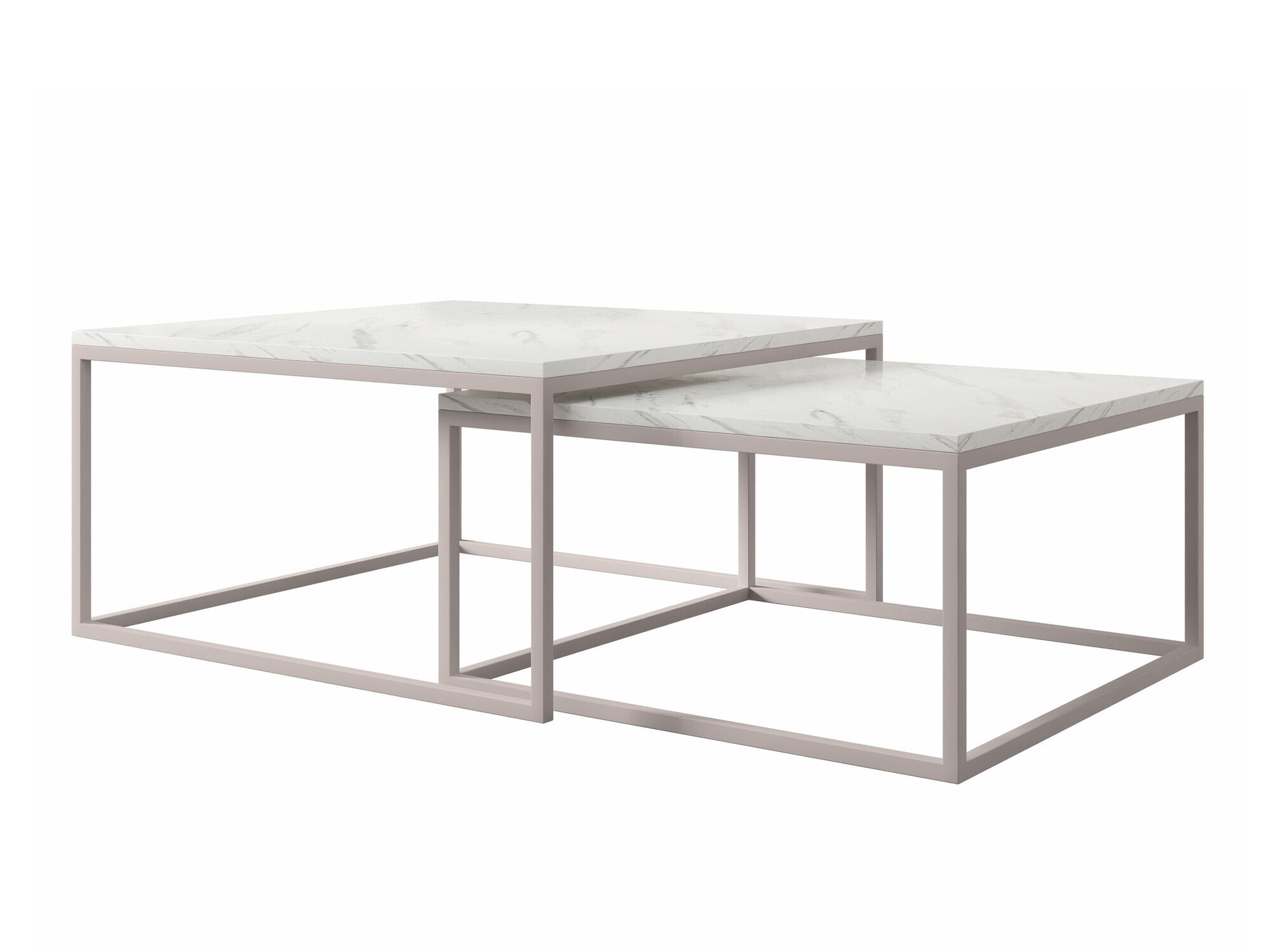 Salontafel set Oswego 133 (Wit marmer + Kasjmier)