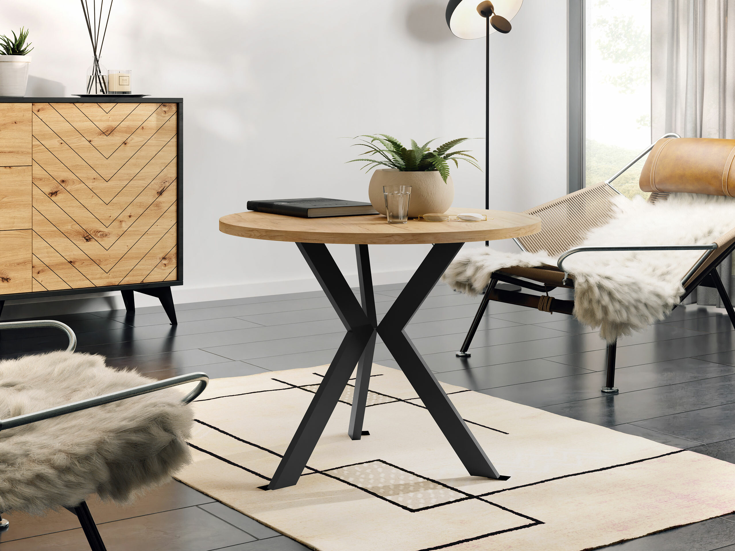 Salontafel Dearborn 106 (Gouden eik + Zwart)