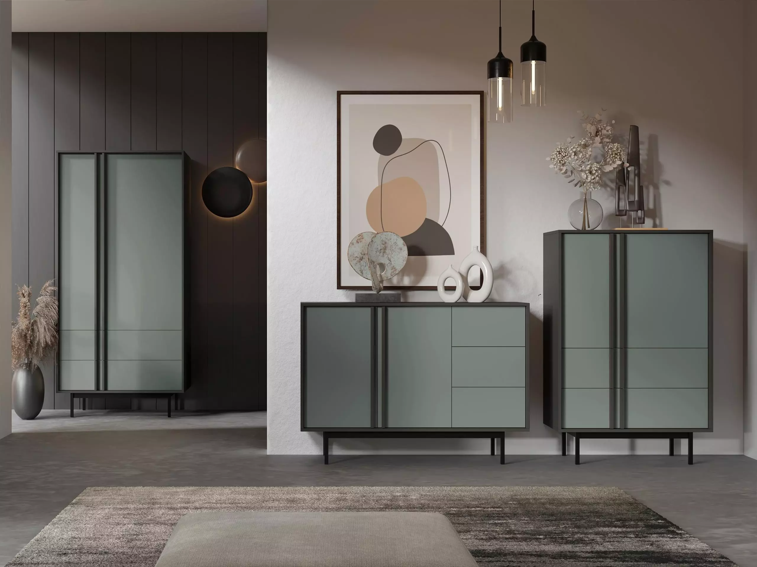 Ladekast Levali 104 (Stoffig groen)