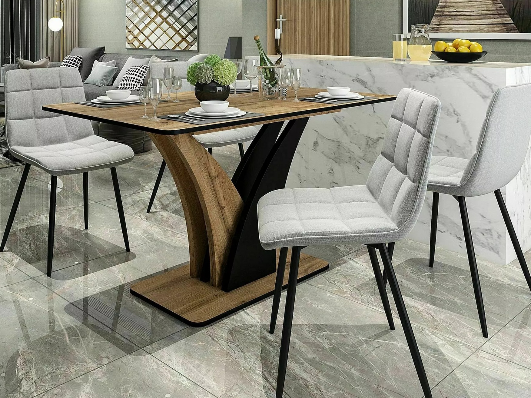 Tafel Detroit 761 (Artisan eiken + Zwart)