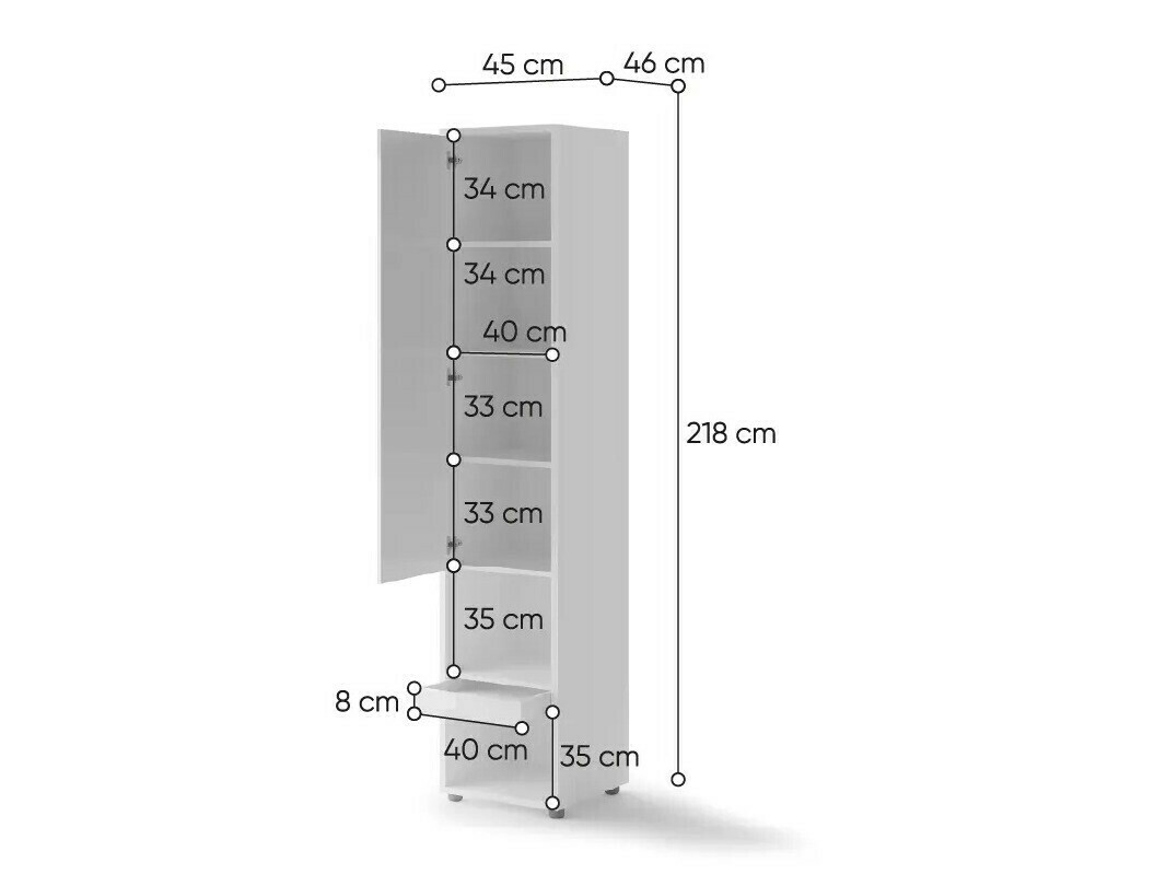Boekenkast Concept Pro Lenart II (Wit + Glanzend wit)