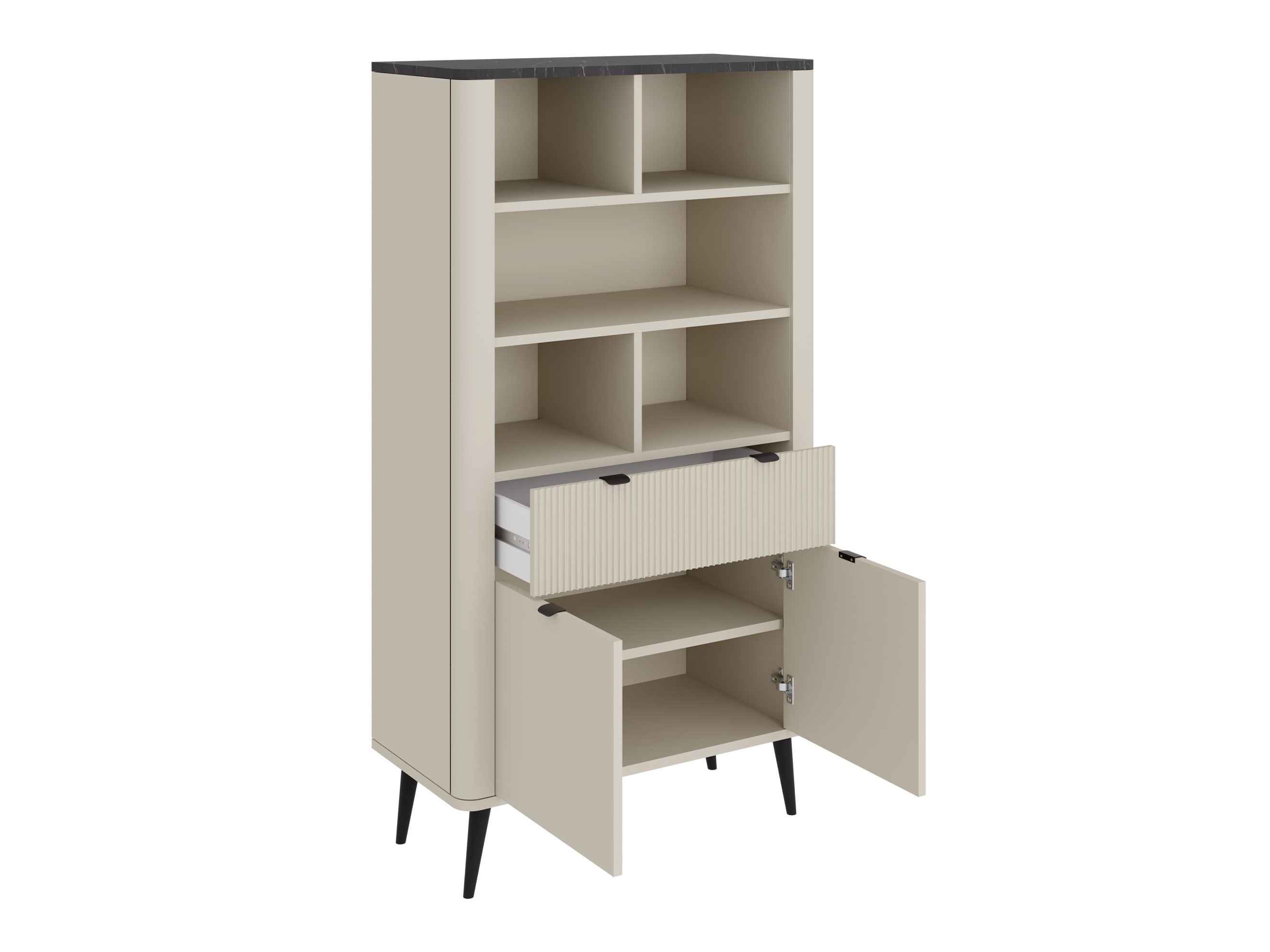 Boekenkast Lufela 108 (Kasjmier + Grijs marmer)