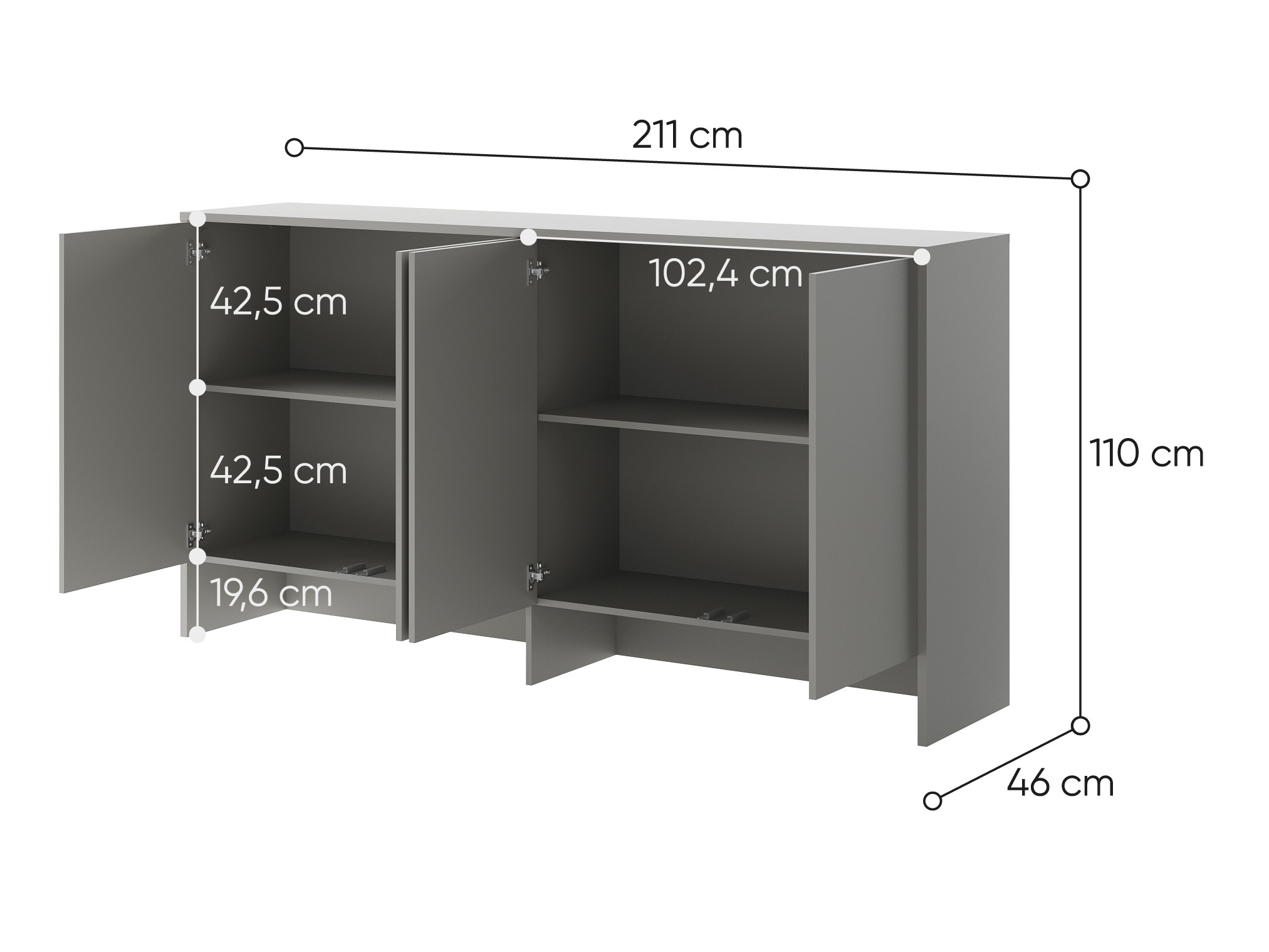 Dressoir Concept Pro Lenart V (Grijs)
