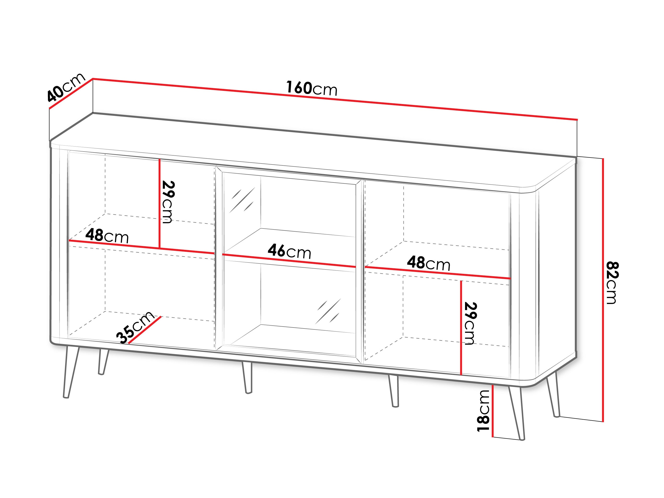 Dressoir Lufela 105 (Kasjmier + Notenhout)