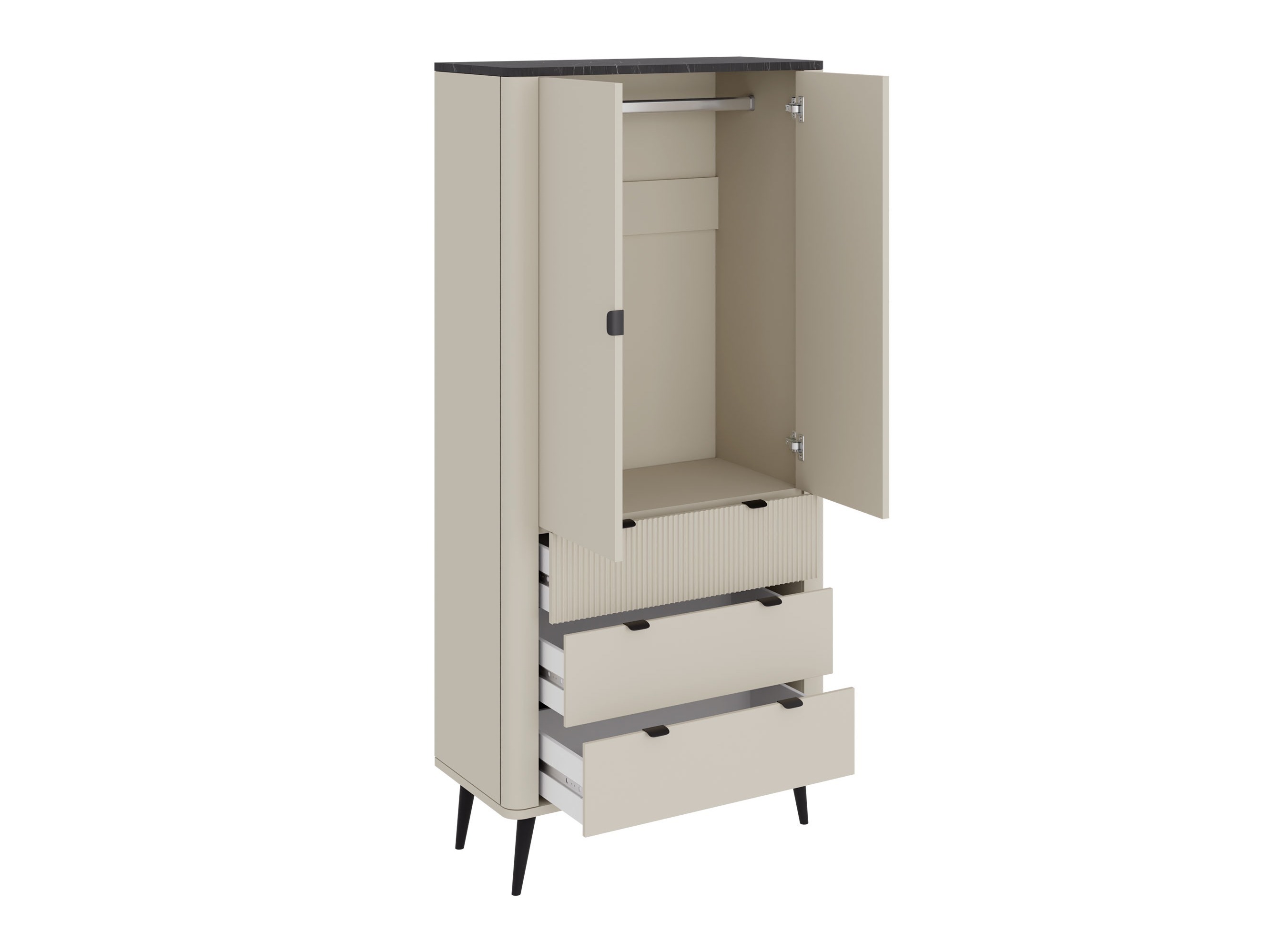 Kledingkast Lufela 100 (Kasjmier + Grijs marmer)