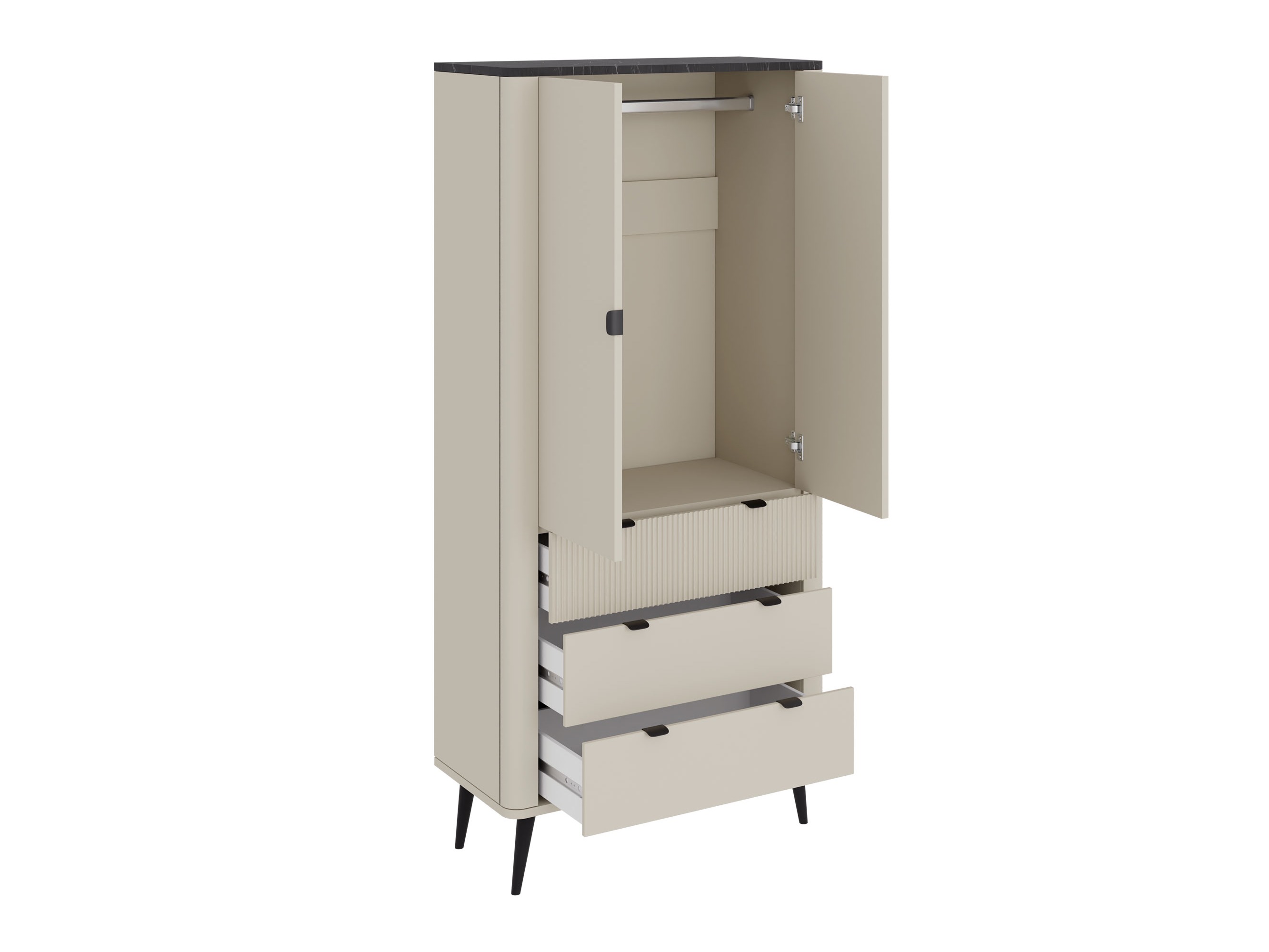 Kledingkast Lufela 100 (Kasjmier + Notenhout)