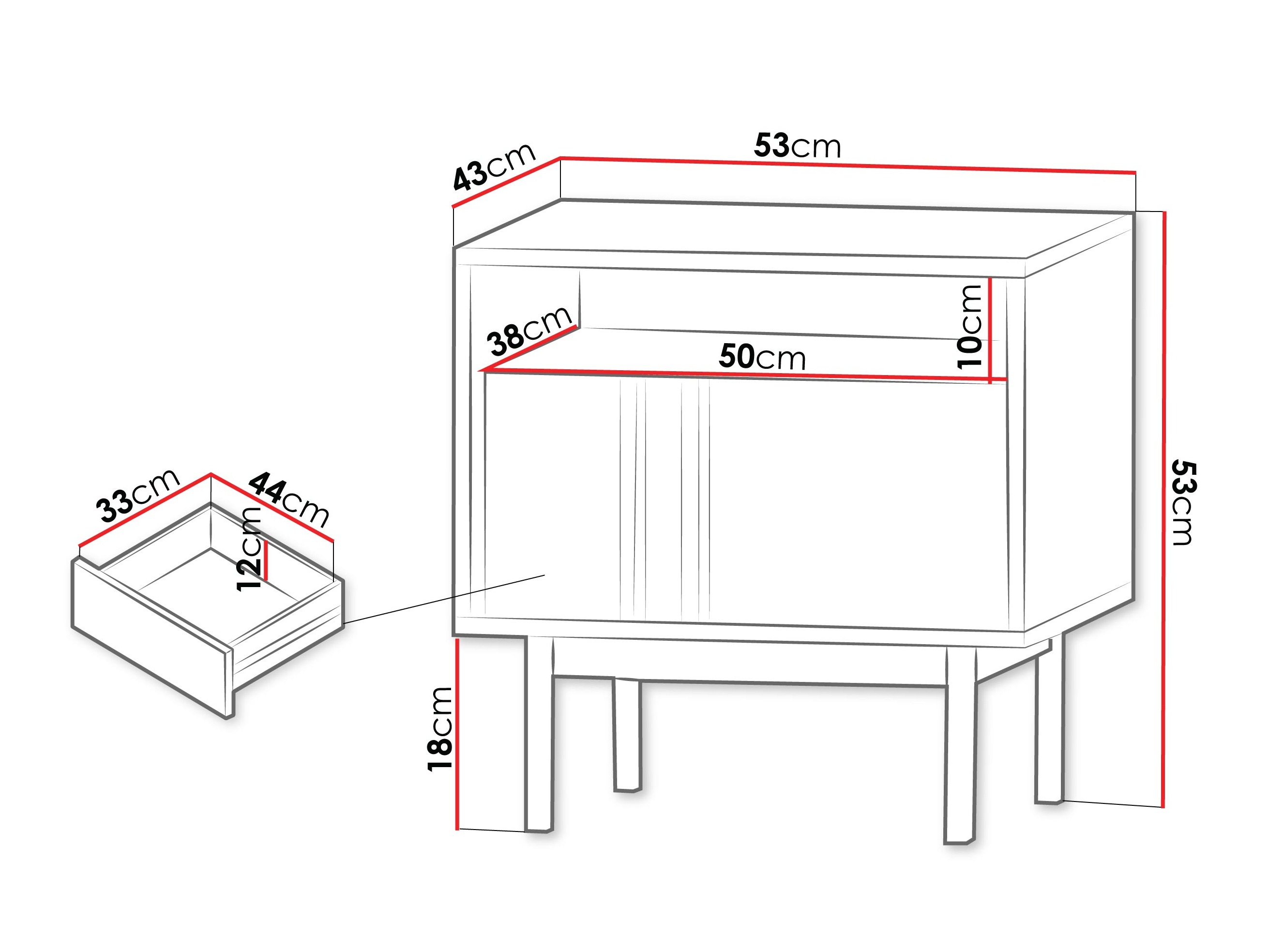 Nachtkastje Levali 112 (Stoffig groen)
