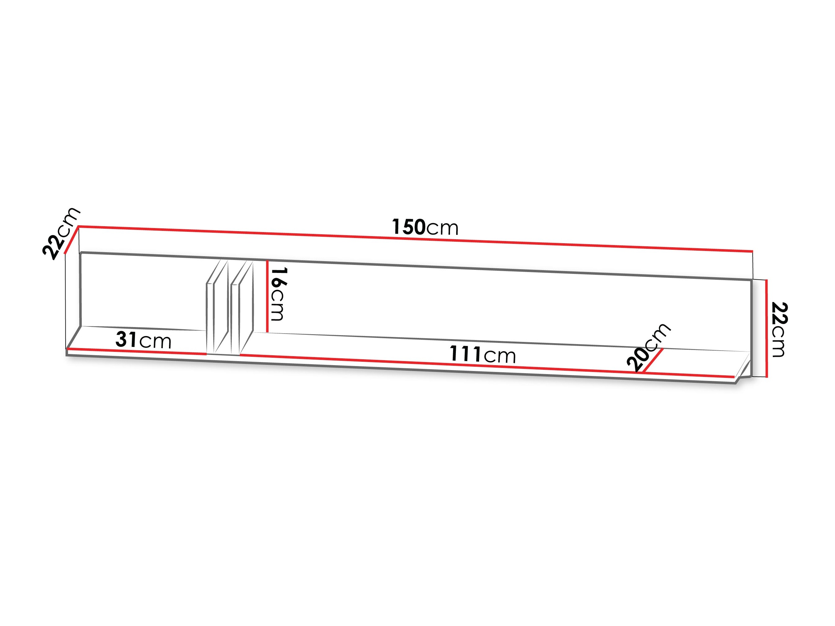 Wandplank Levali 113 (Eiken)
