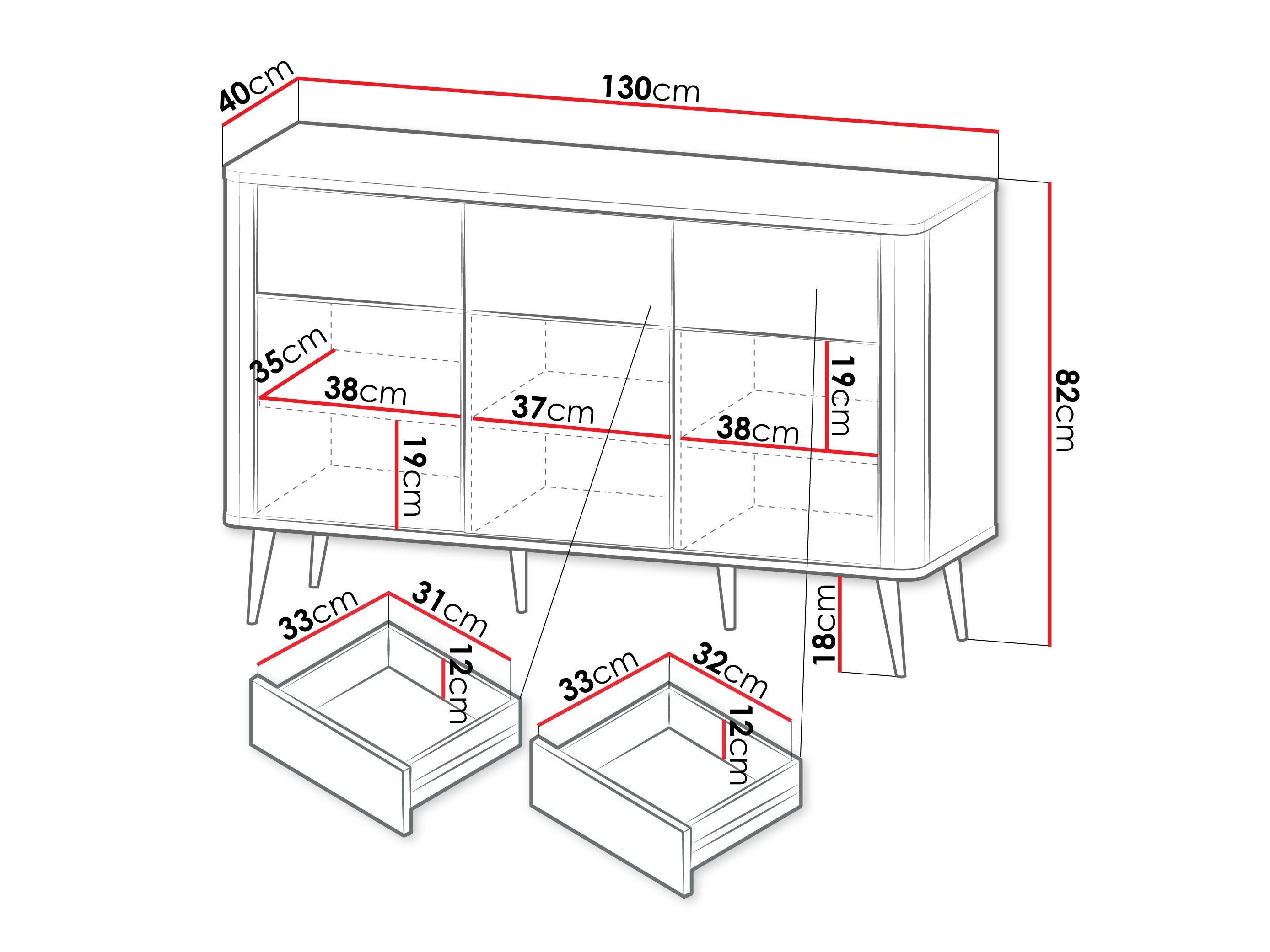 Ladekast Lufela 109 (Kasjmier + Notenhout)