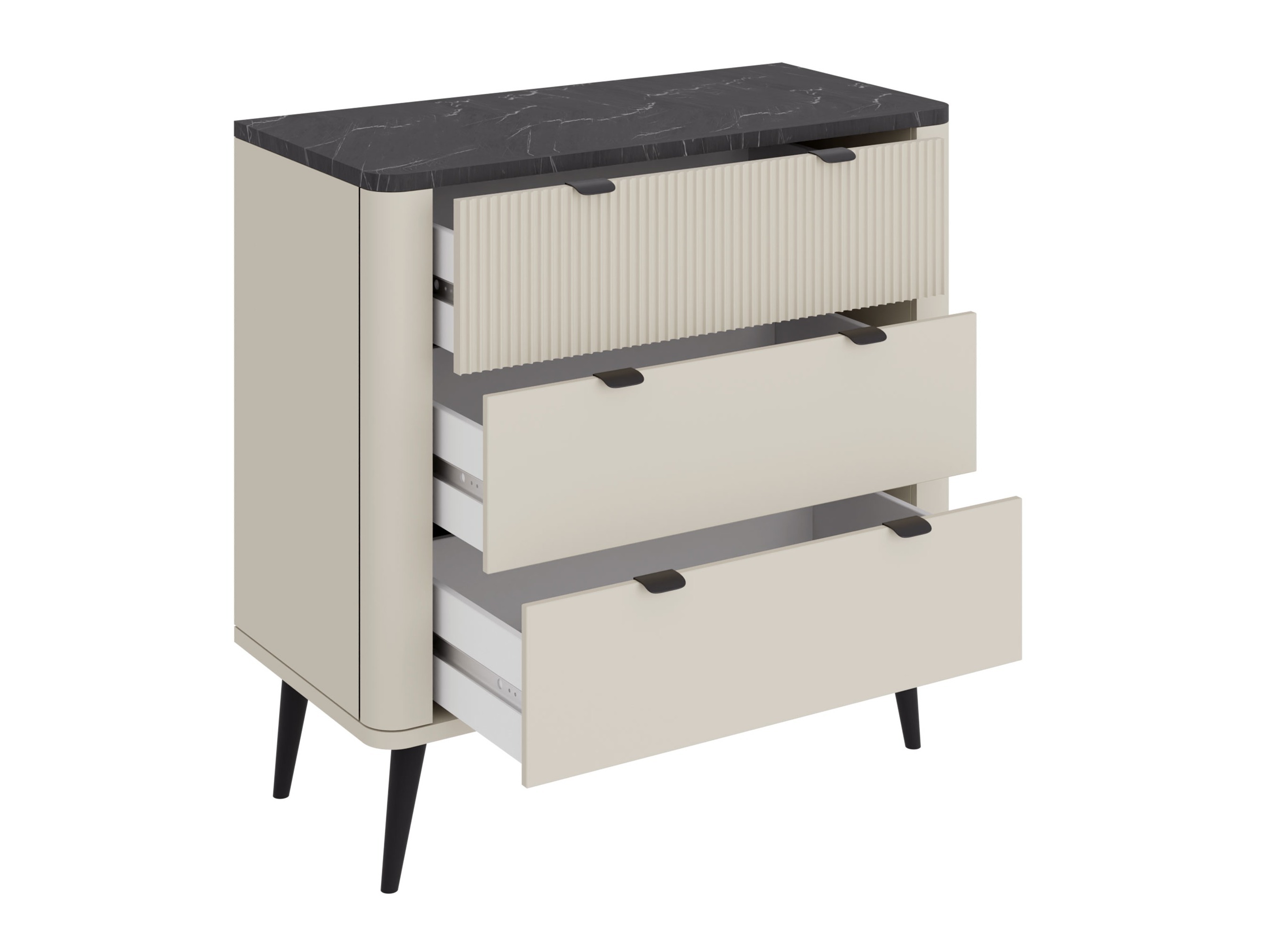 Ladekast Lufela 110 (Kasjmier + Grijs marmer)