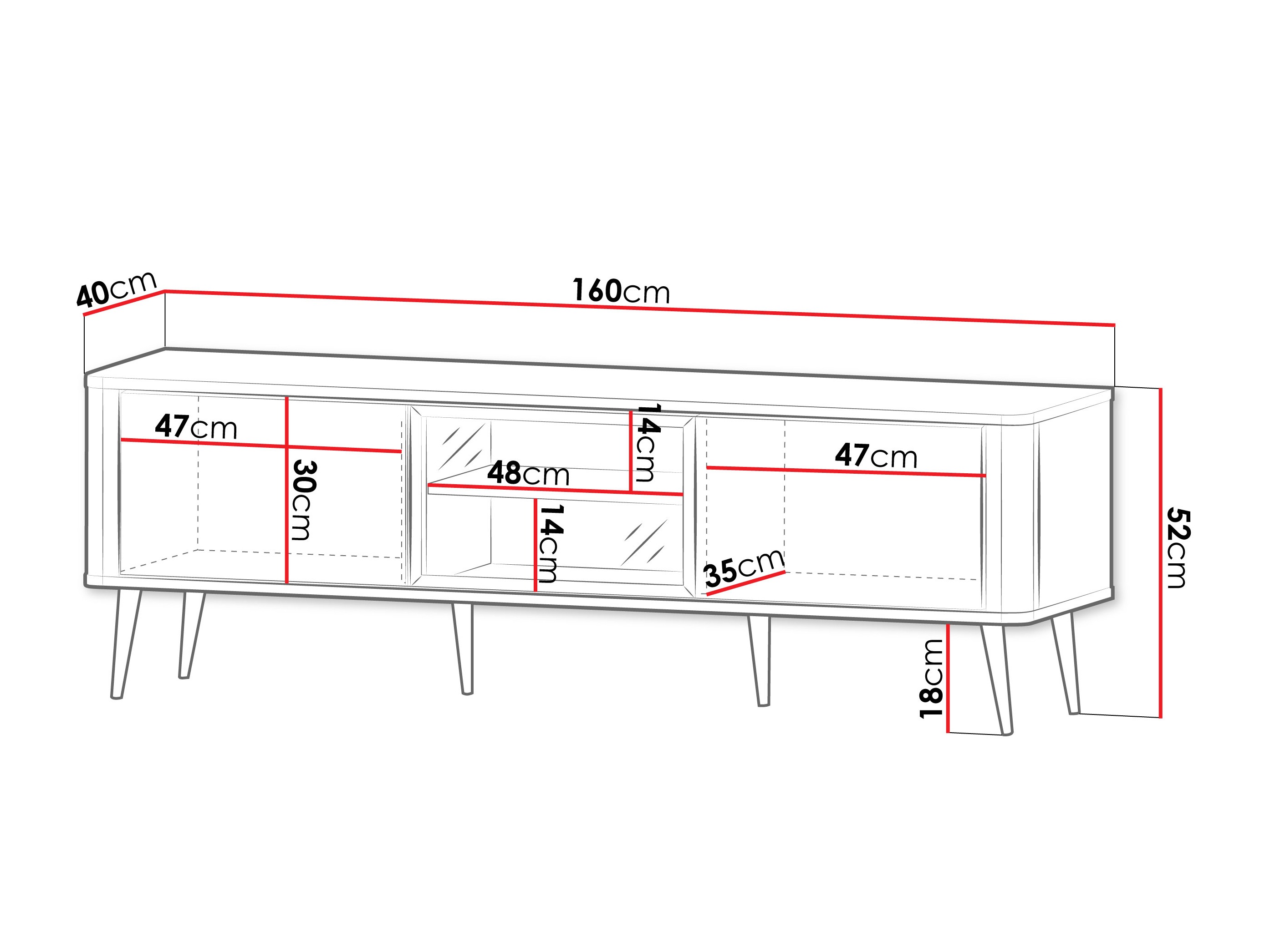 TV-meubel Lufela 111 (Kasjmier + Notenhout)