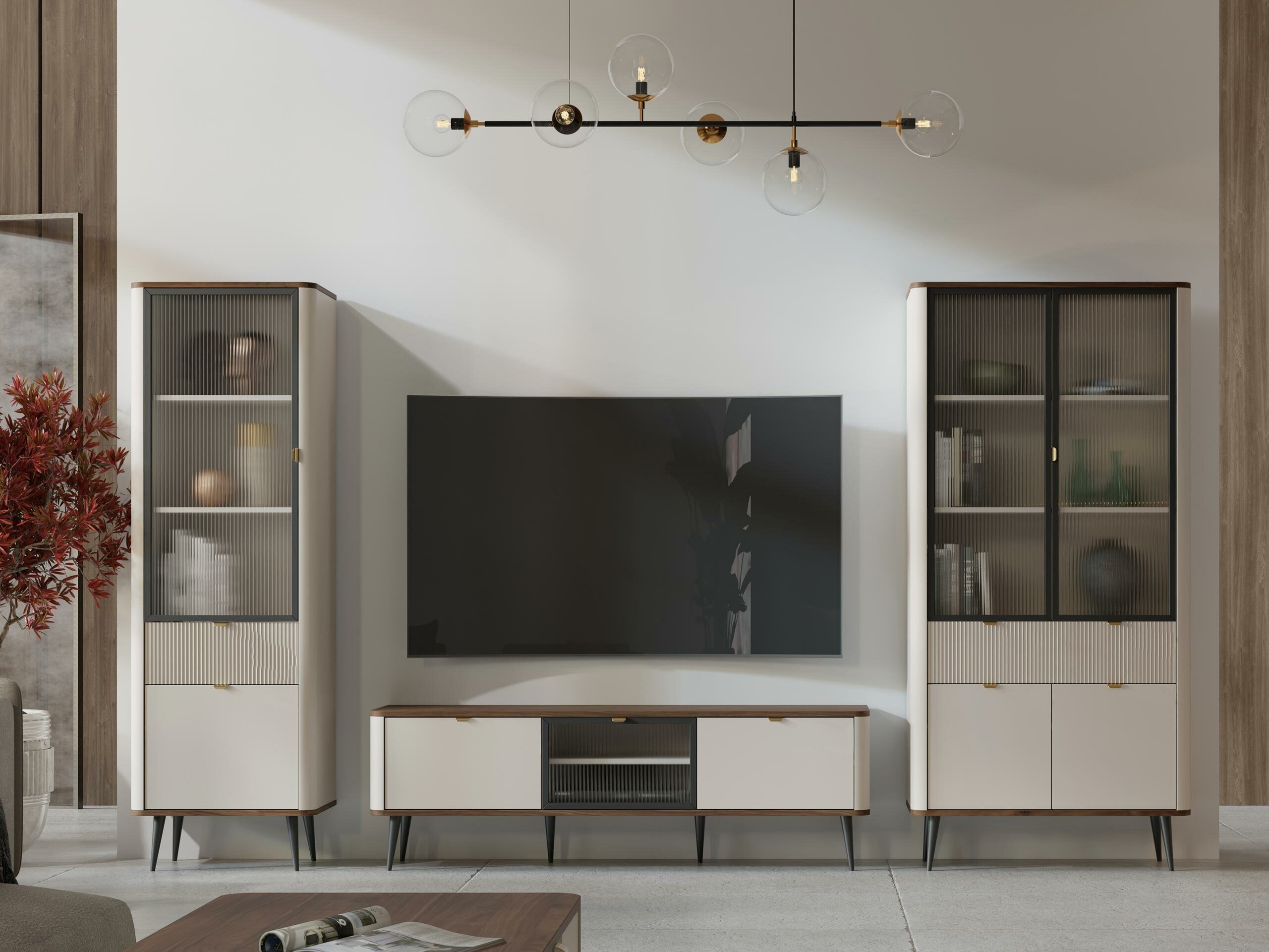 TV-meubel Lufela 111 (Kasjmier + Notenhout)