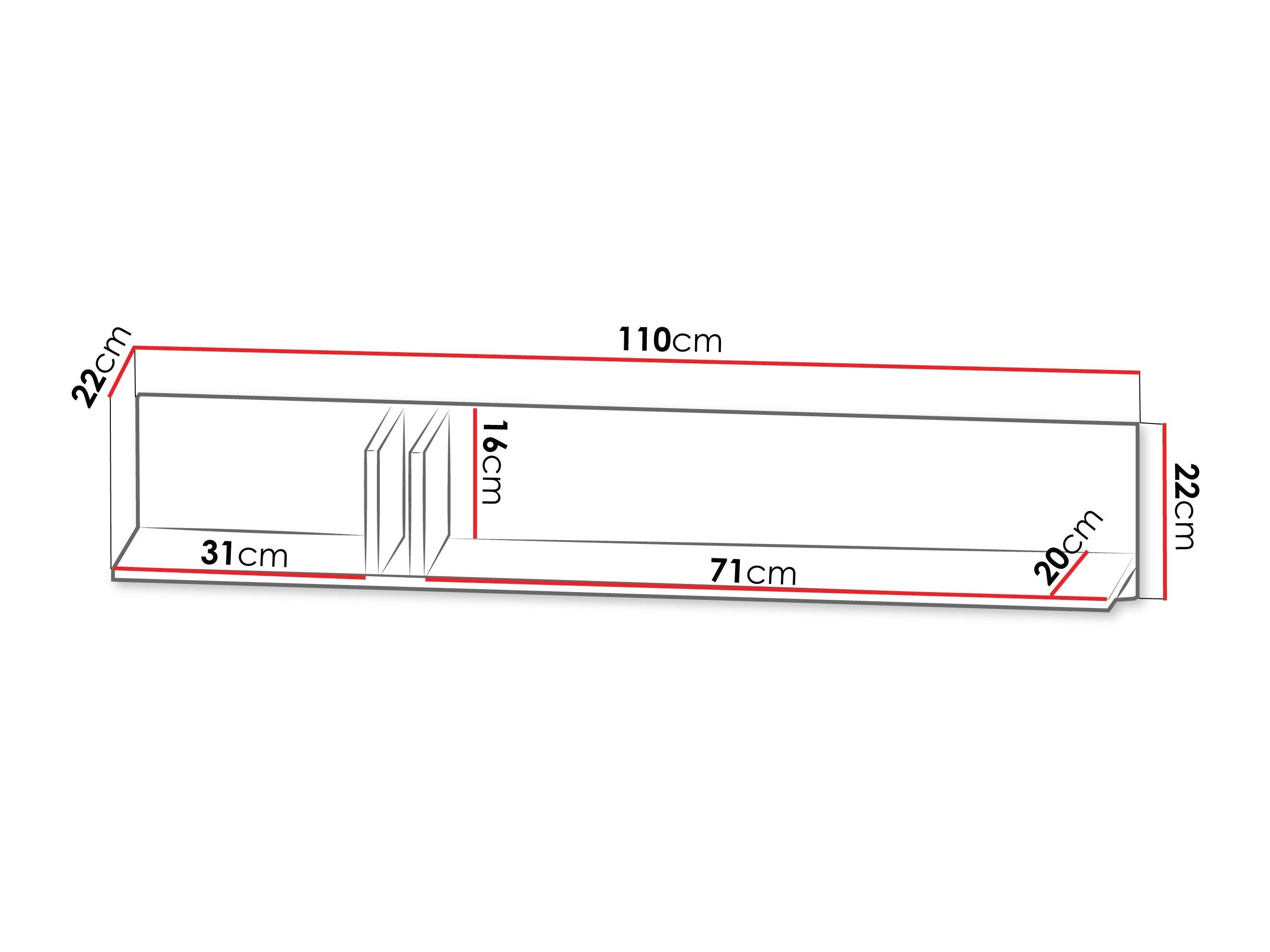 Wandplank Levali 114 (Eiken)