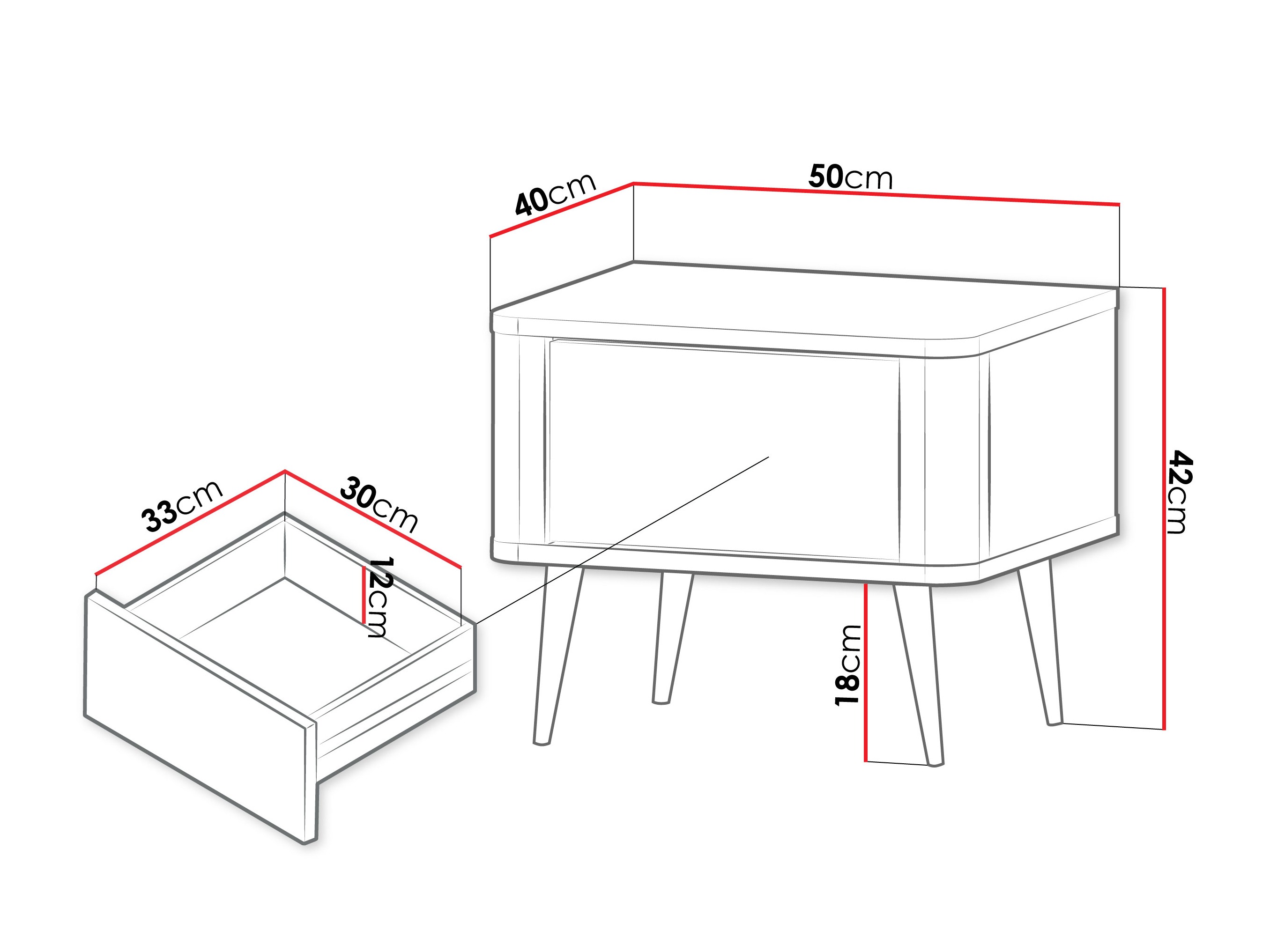Nachtkastje Lufela 116 (Kasjmier + Grijs marmer)