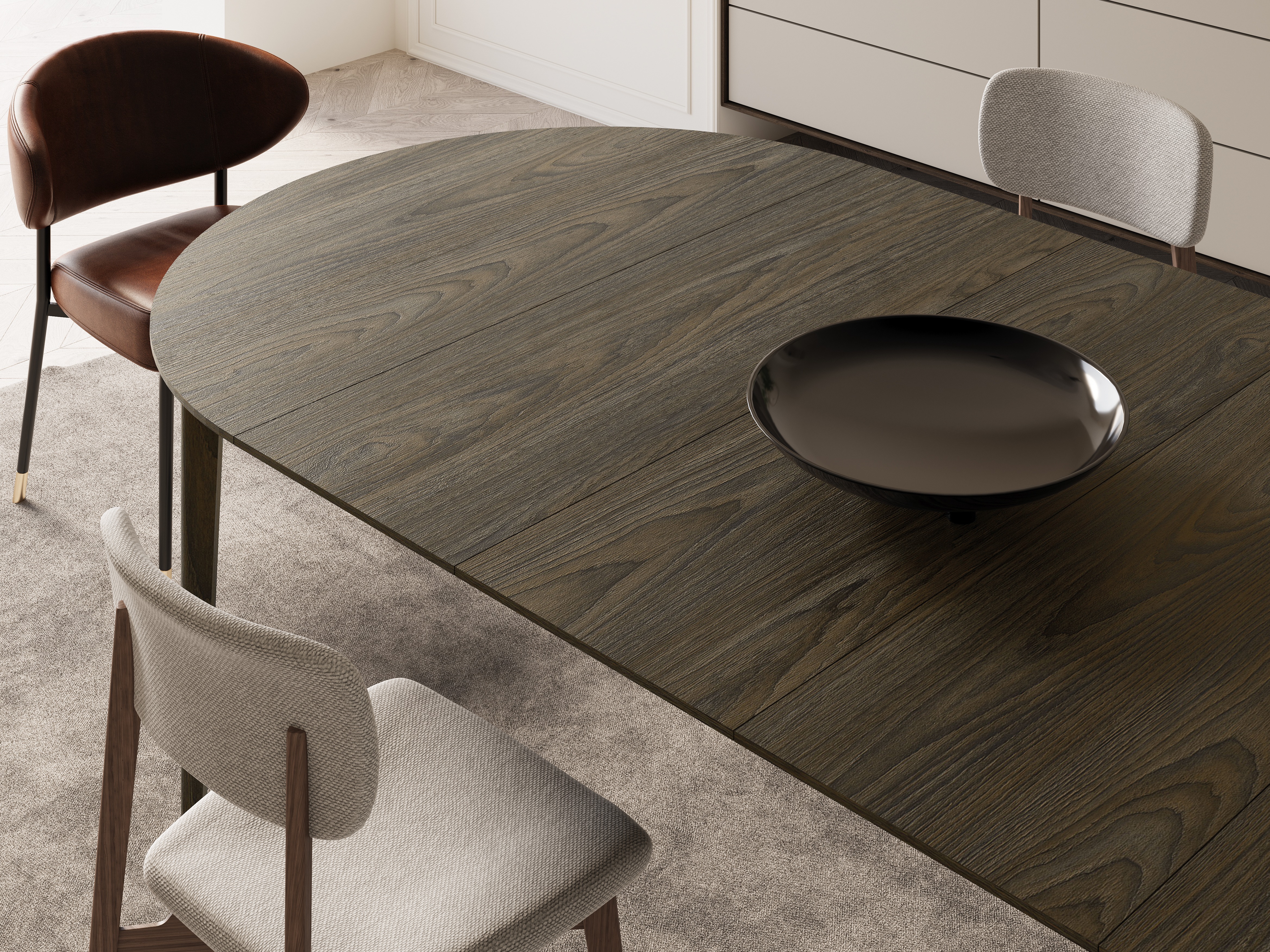 Tafel Fresno 175 (Donkere eik)