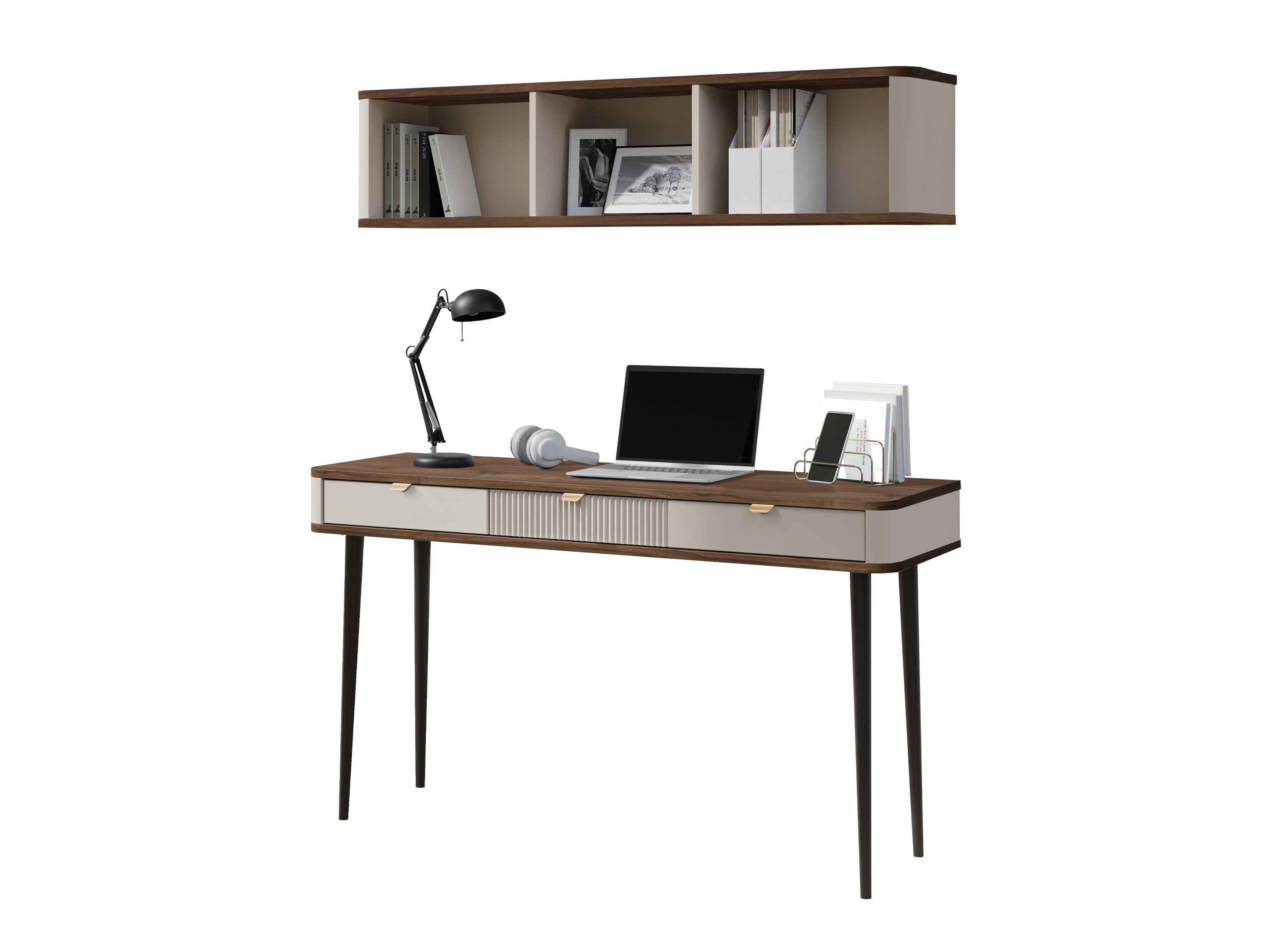 Thuiskantoorset Lufela 123 (Kasjmier + Notenhout)