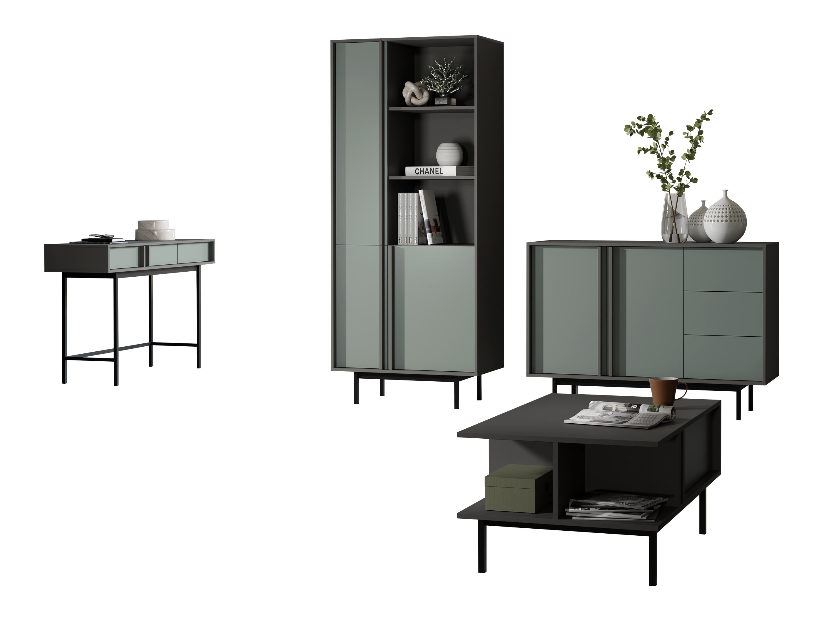 Woonkamerset Levali 117 (Stoffig groen)