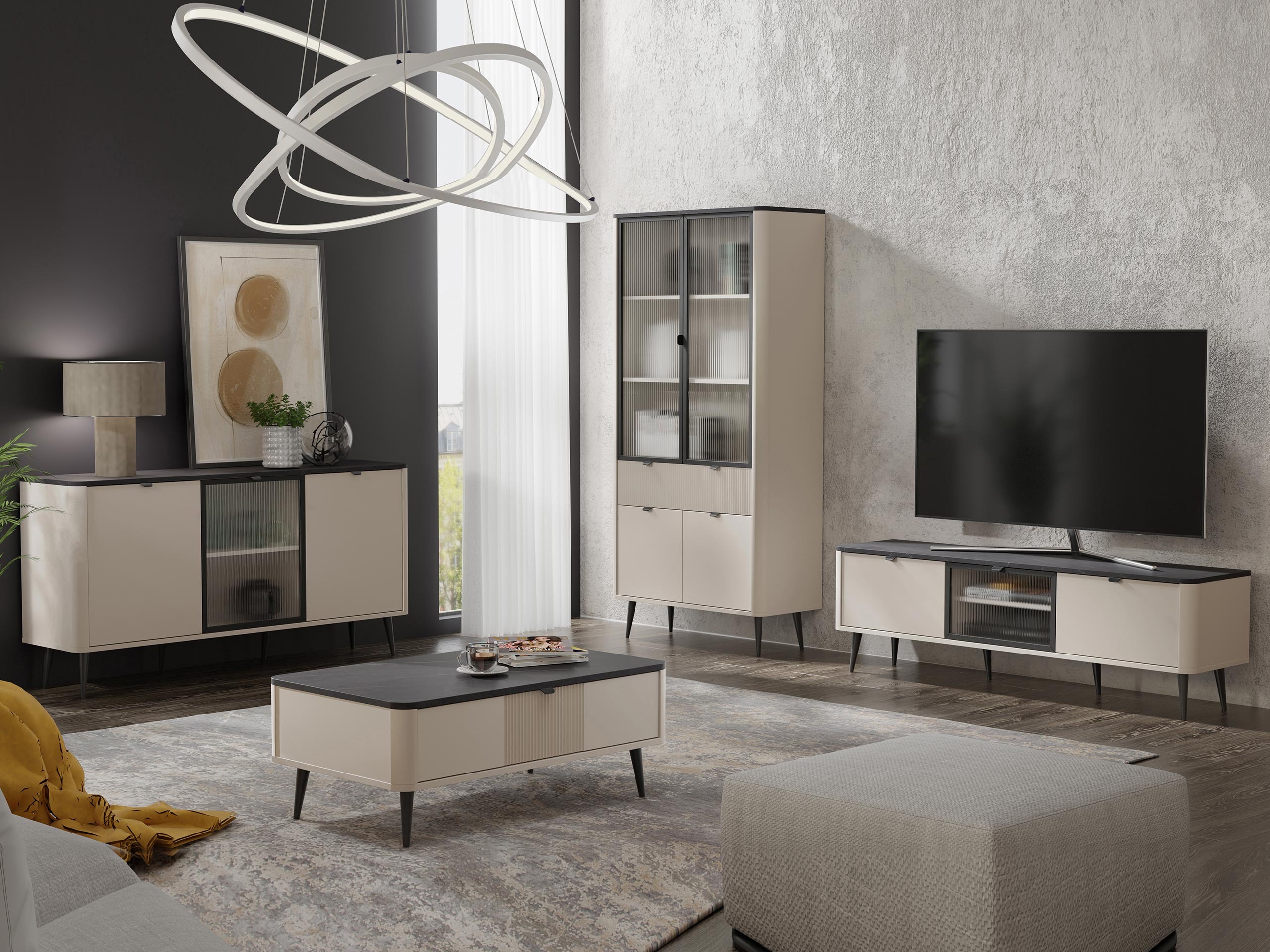 Woonkamerset Lufela 120 (Kasjmier + Grijs marmer)