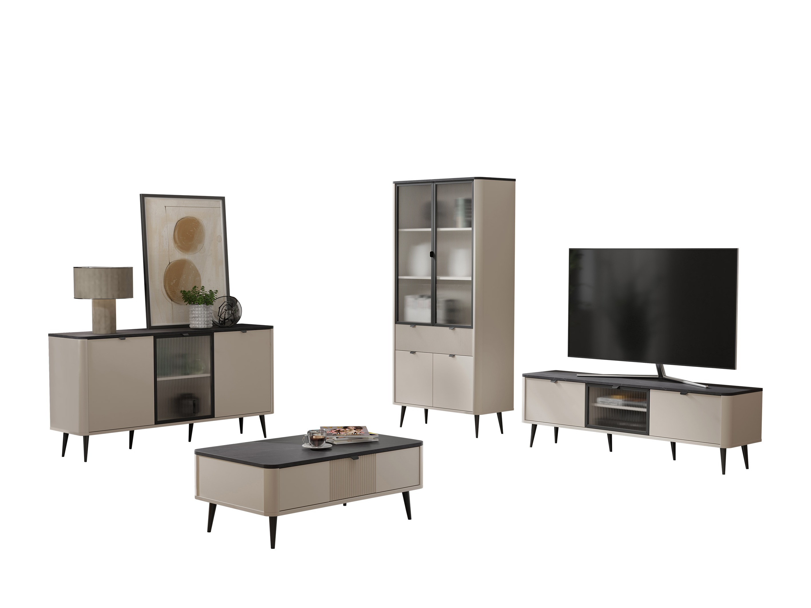 Woonkamerset Lufela 120 (Kasjmier + Grijs marmer)