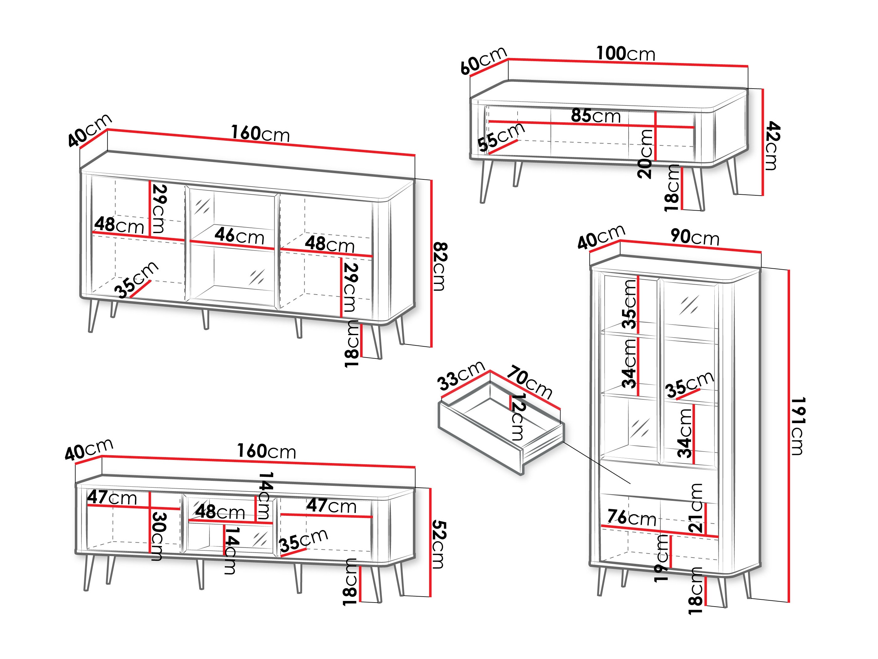 Woonkamerset Lufela 120 (Kasjmier + Grijs marmer)