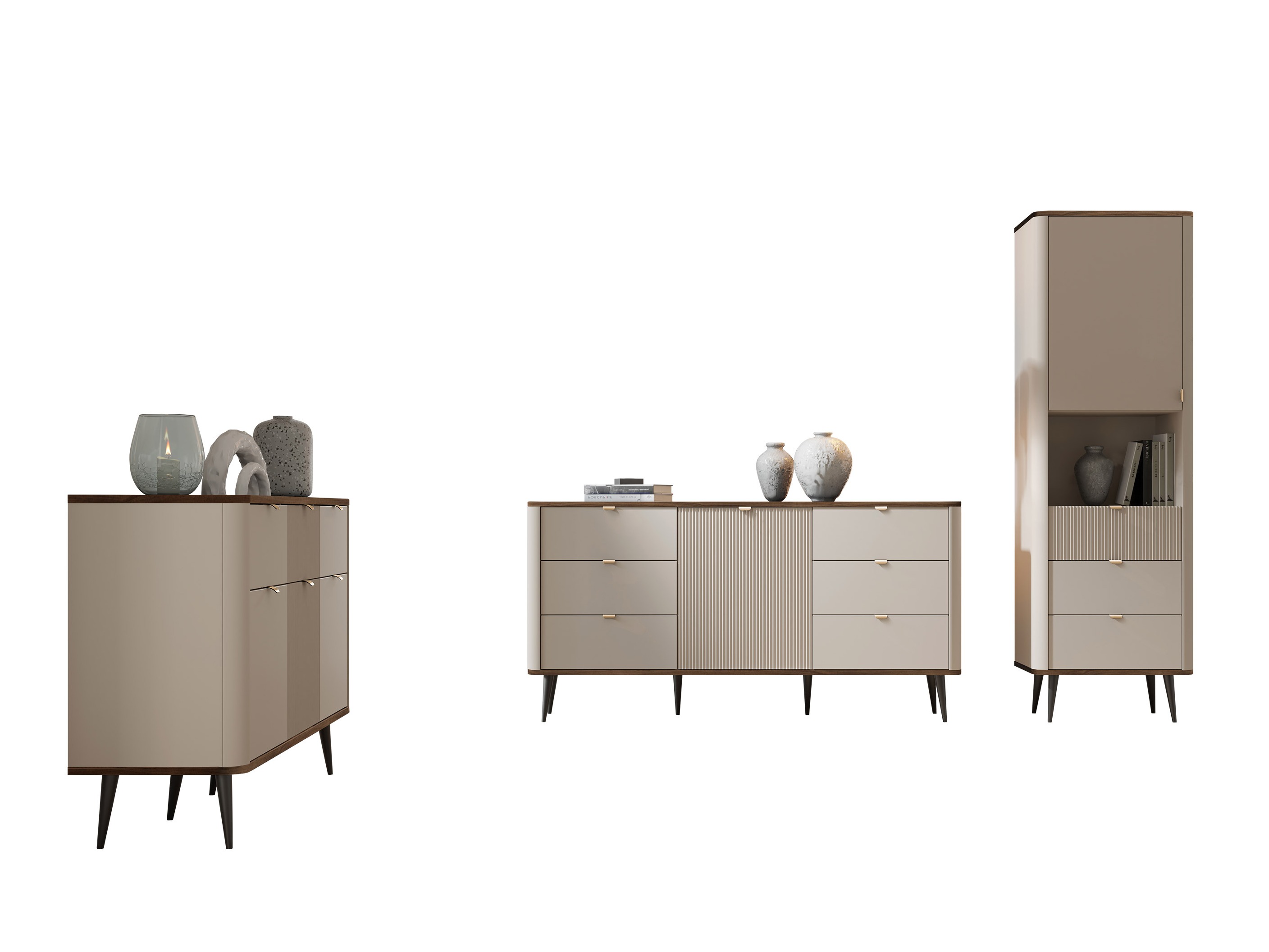 Woonkamerset Lufela 122 (Kasjmier + Notenhout)