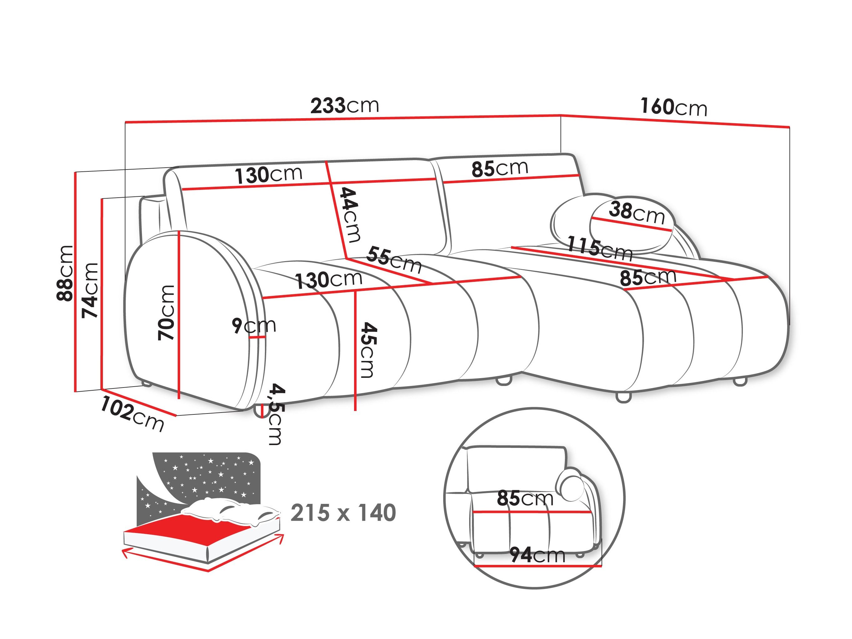 Hoekbank Columbus 247 (Sereno 689)