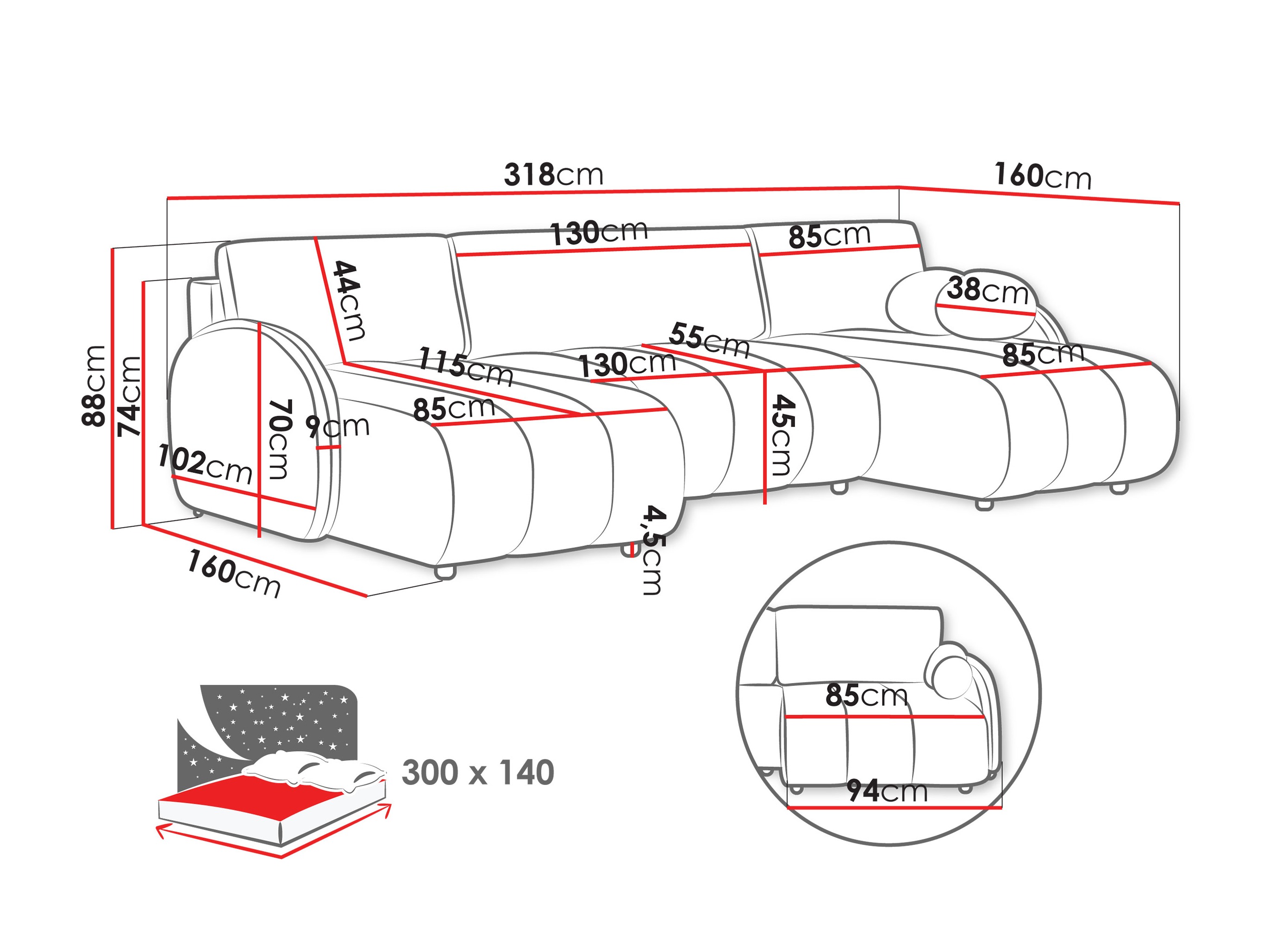 Hoekbank Columbus 248 (Sereno 681)