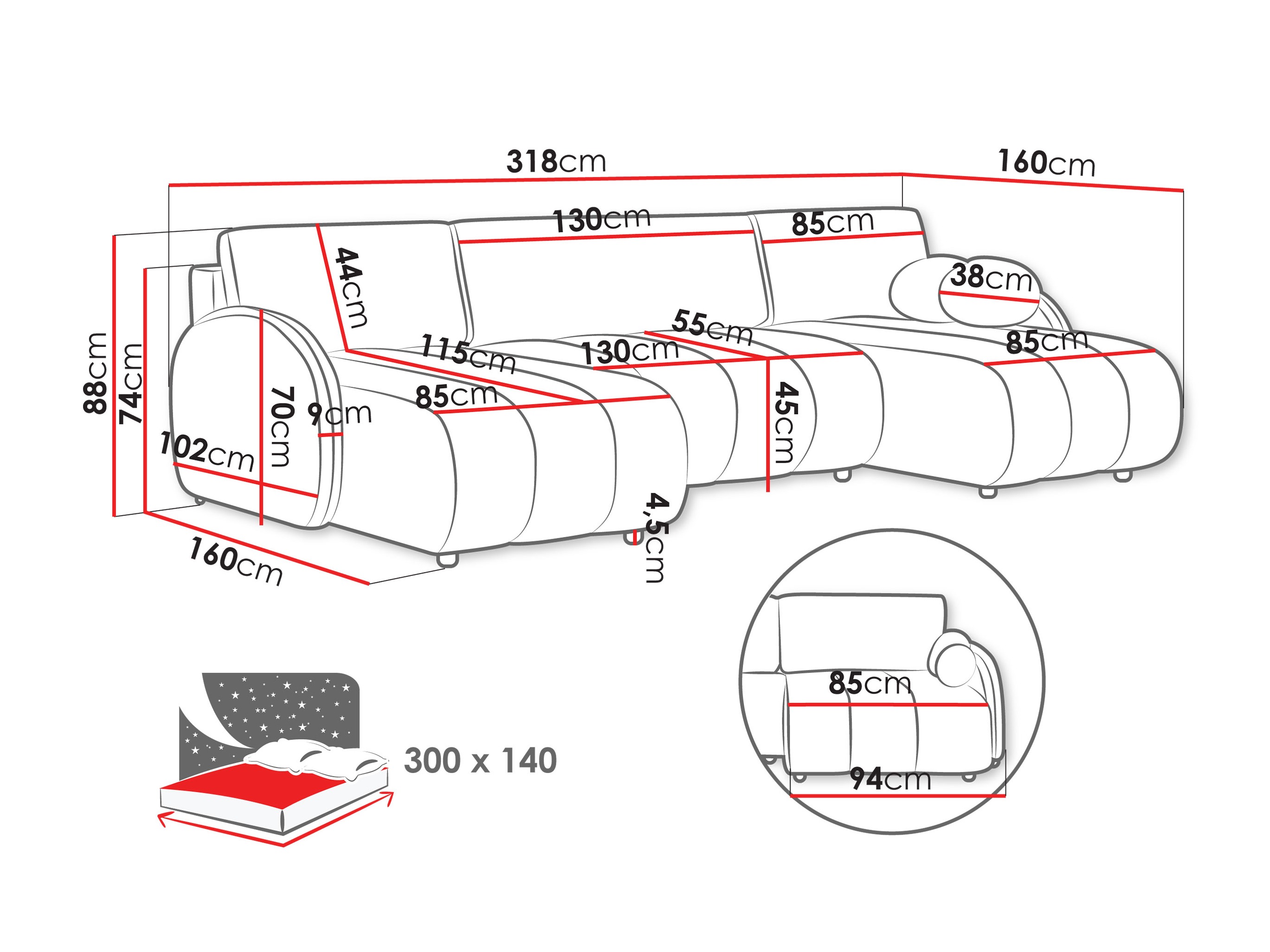 Hoekbank Columbus 248 (Sereno 687)