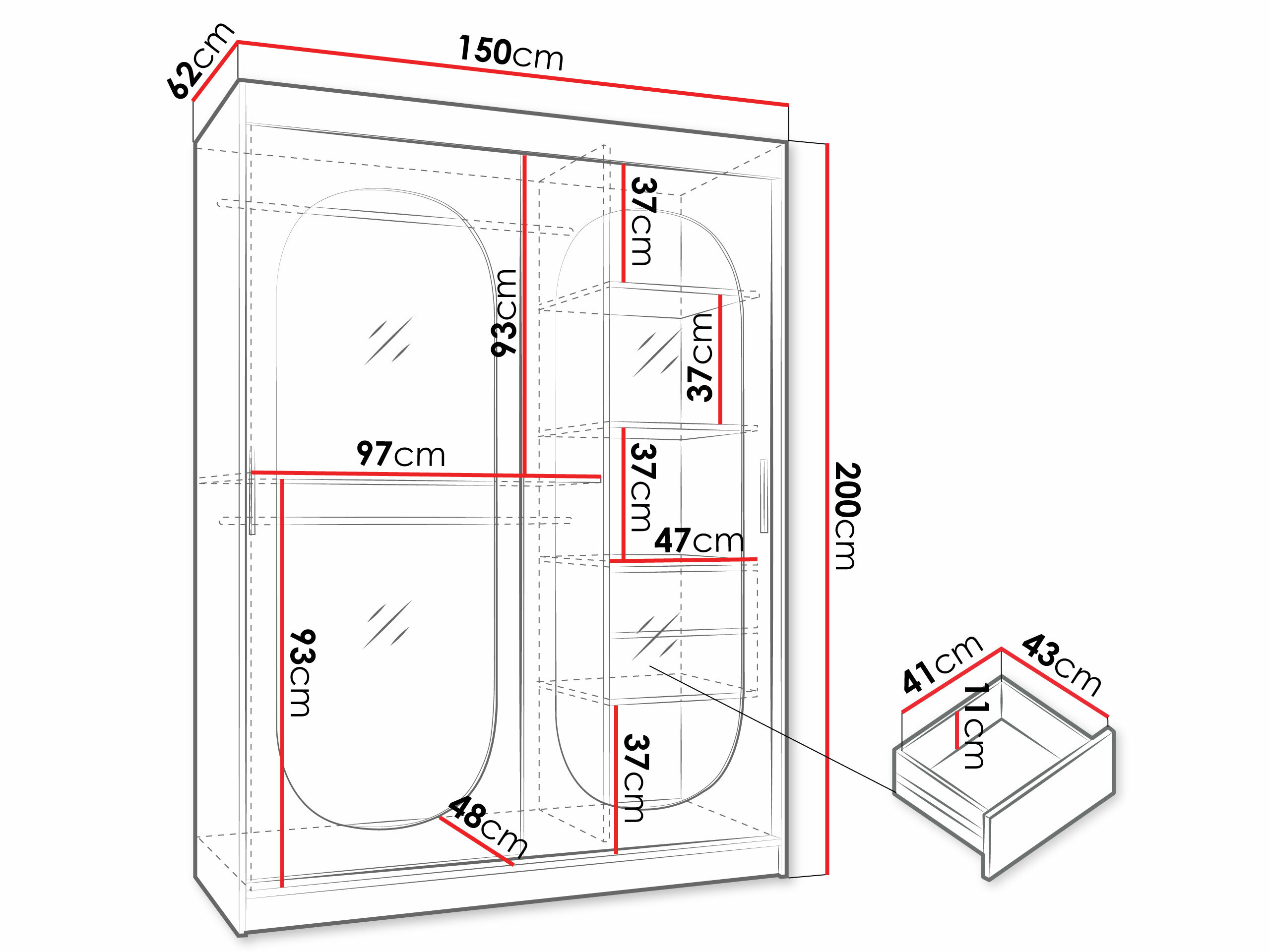 Kledingkast Hartford 519 (Kasjmier)
