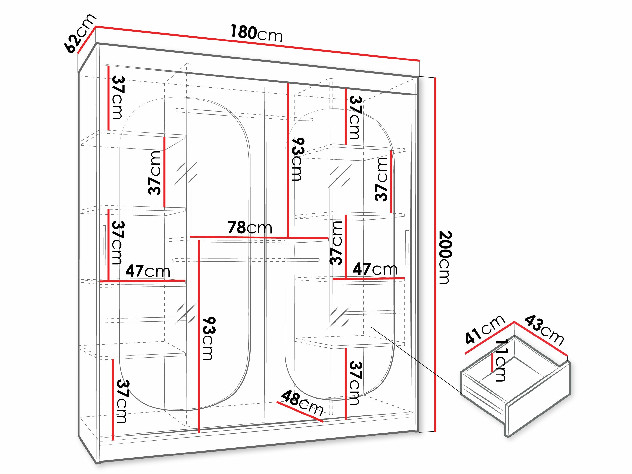 Kledingkast Hartford 520 (Zwart)