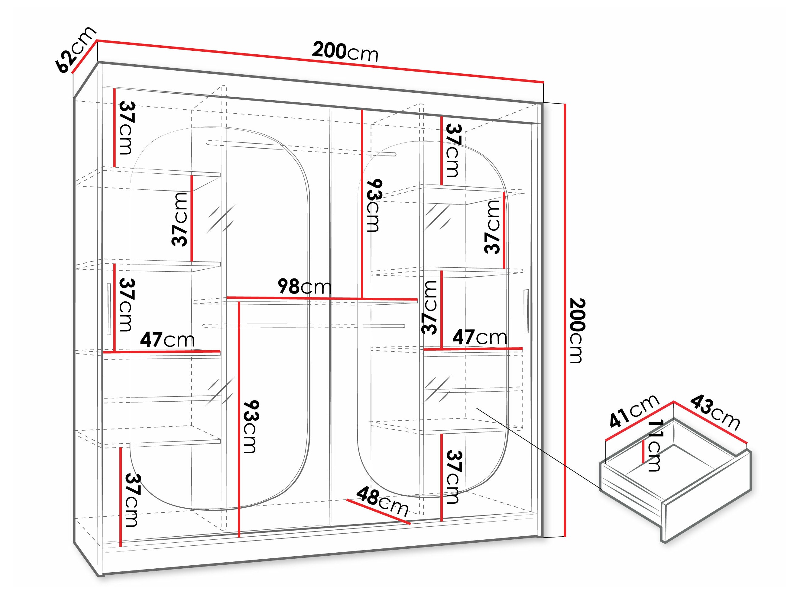 Kledingkast Hartford 521 (Kasjmier)